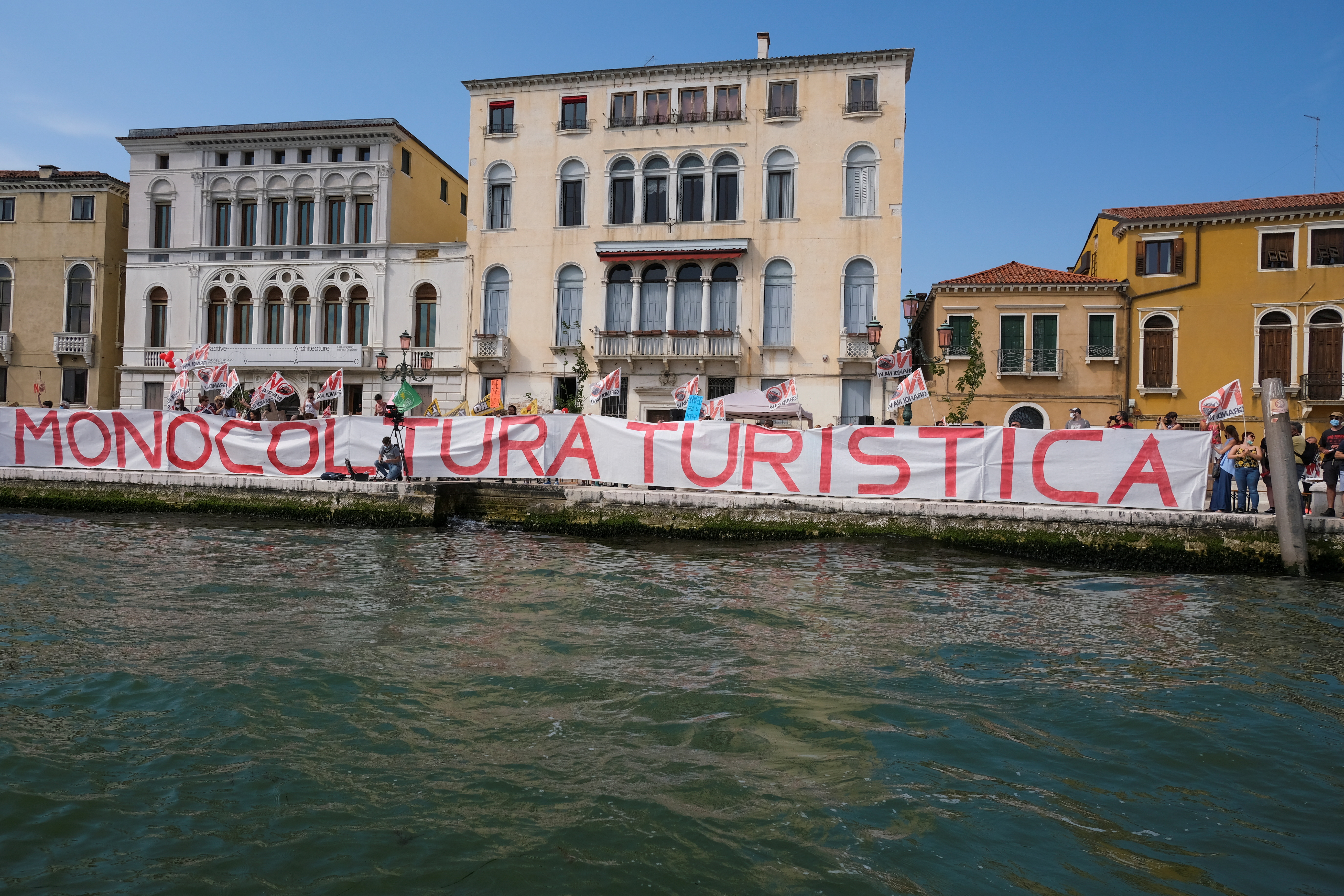 Venice residents hold a protest to demand an end to cruise ships passing through the lagoon city