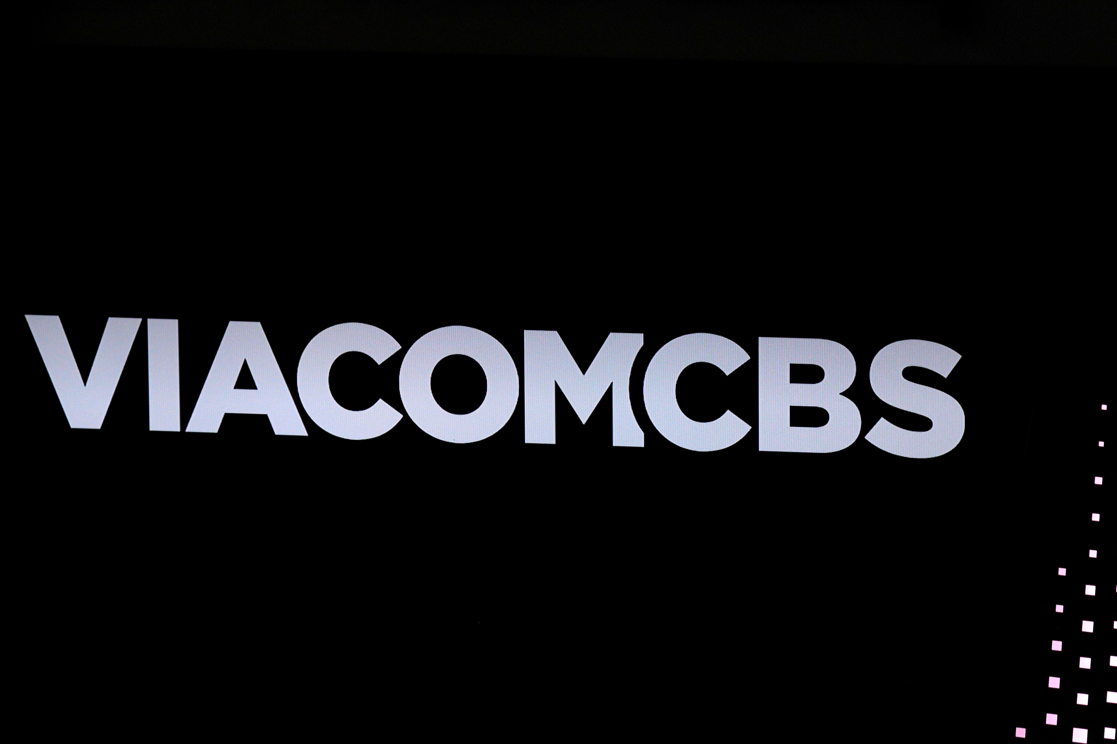 The ViacomCBS logo is displayed on the Nasdaq MarketSite to celebrate the company's merger, in New York
