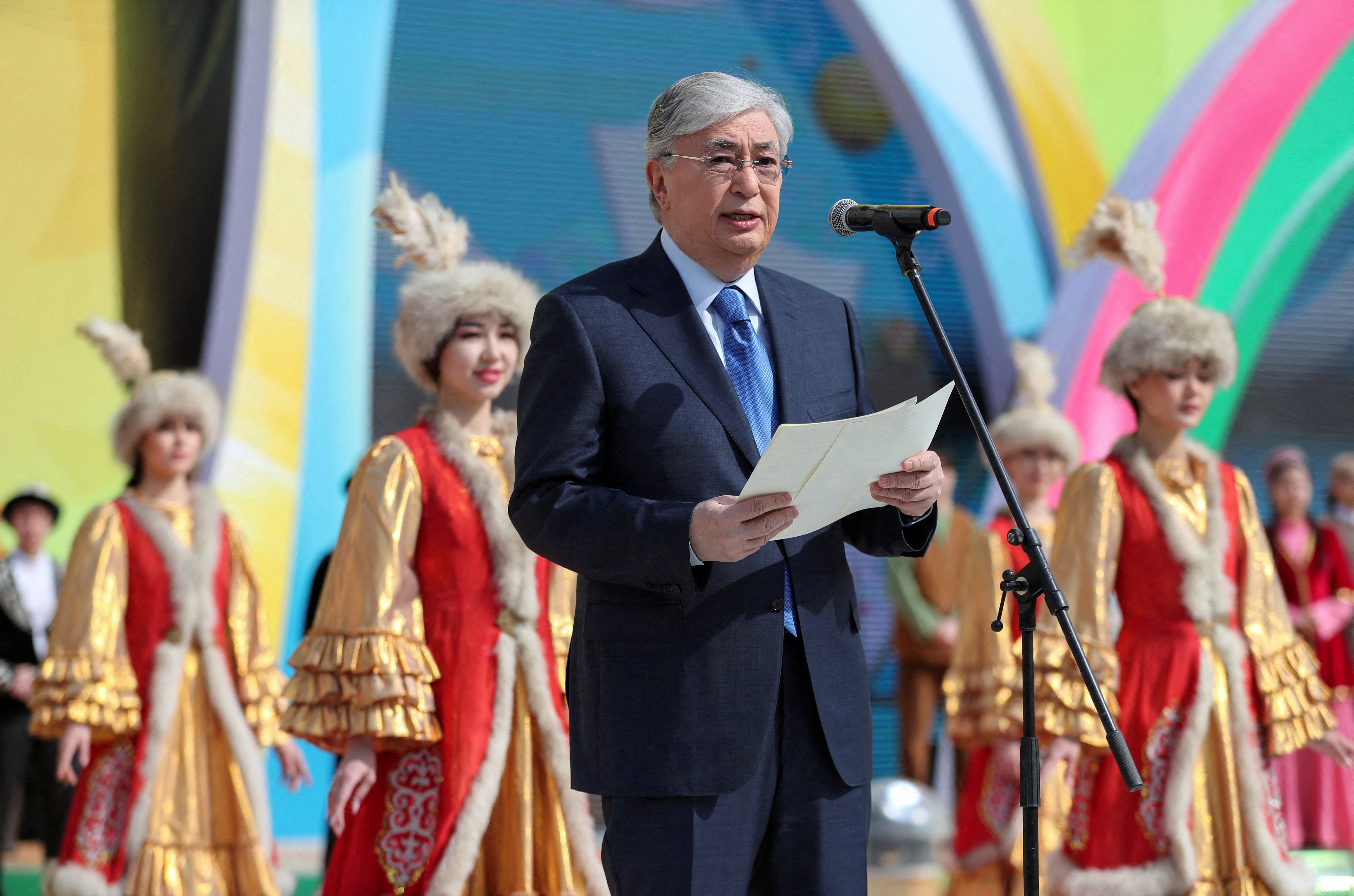 Kazakh President Tokayev attends a festival marking holiday Nauryz in Almaty