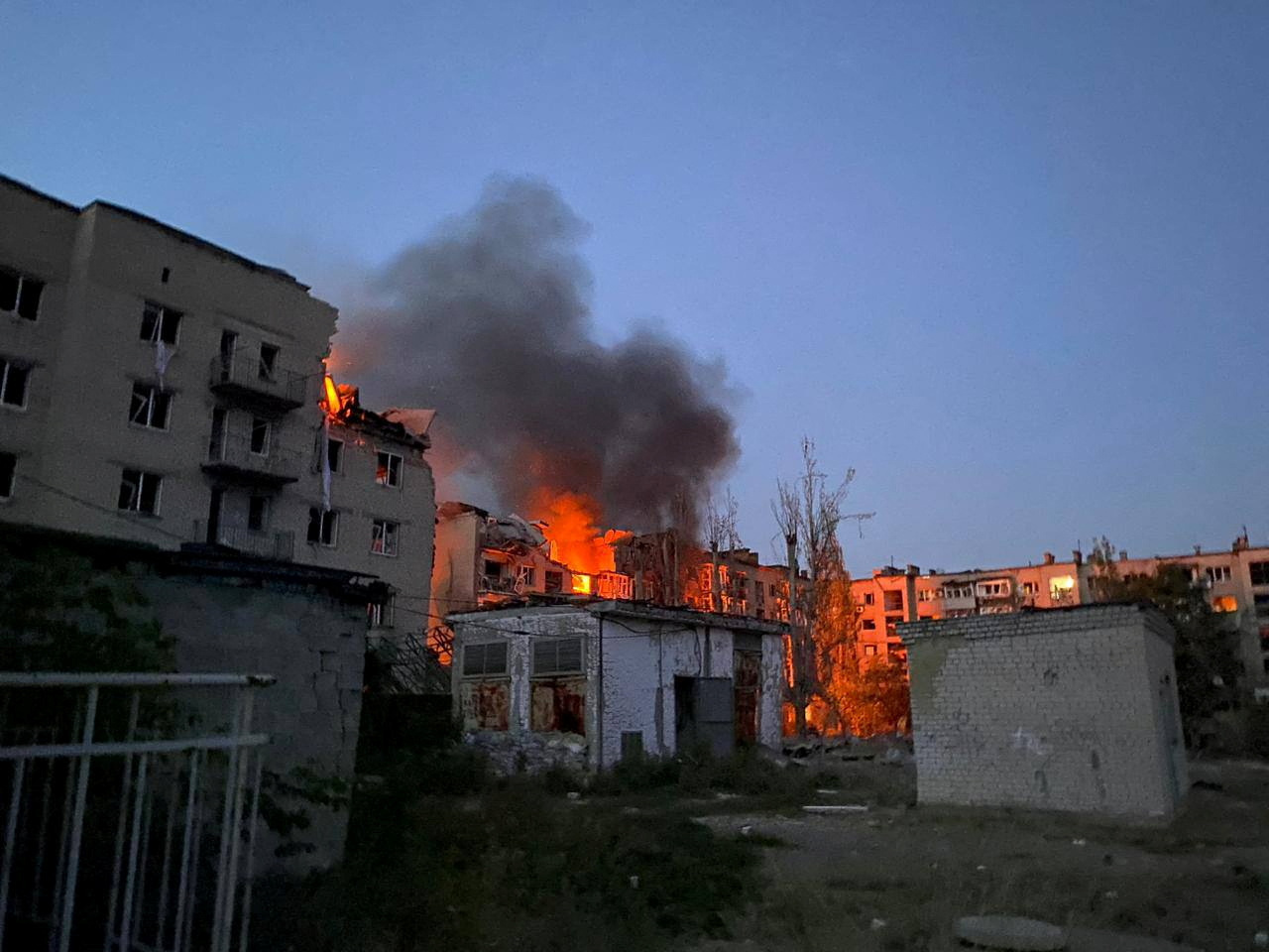 A view shows a building destroyed during a Russian missile strike in Pokrovsk