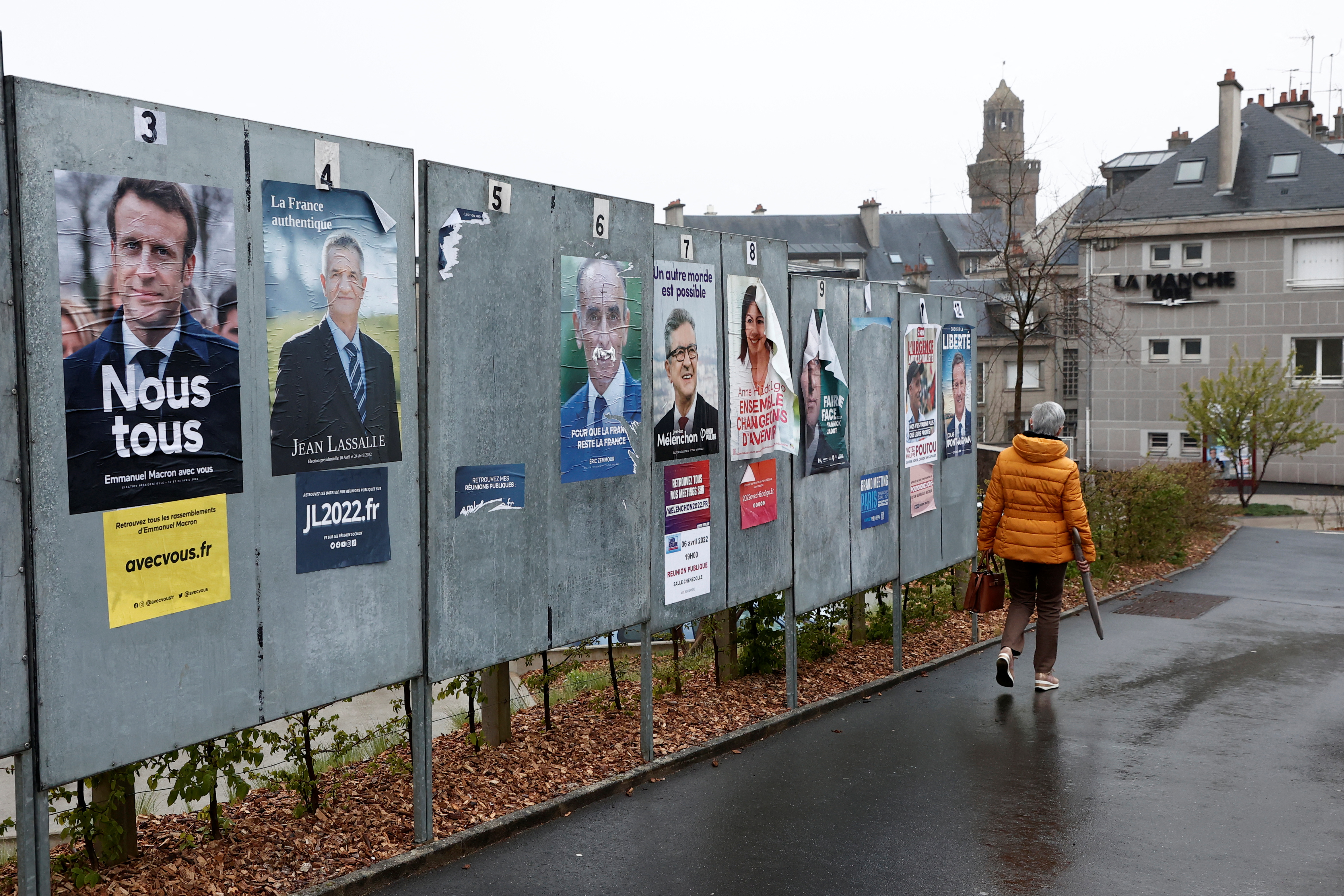 Official campaign posters of French presidential election candidates in Vire