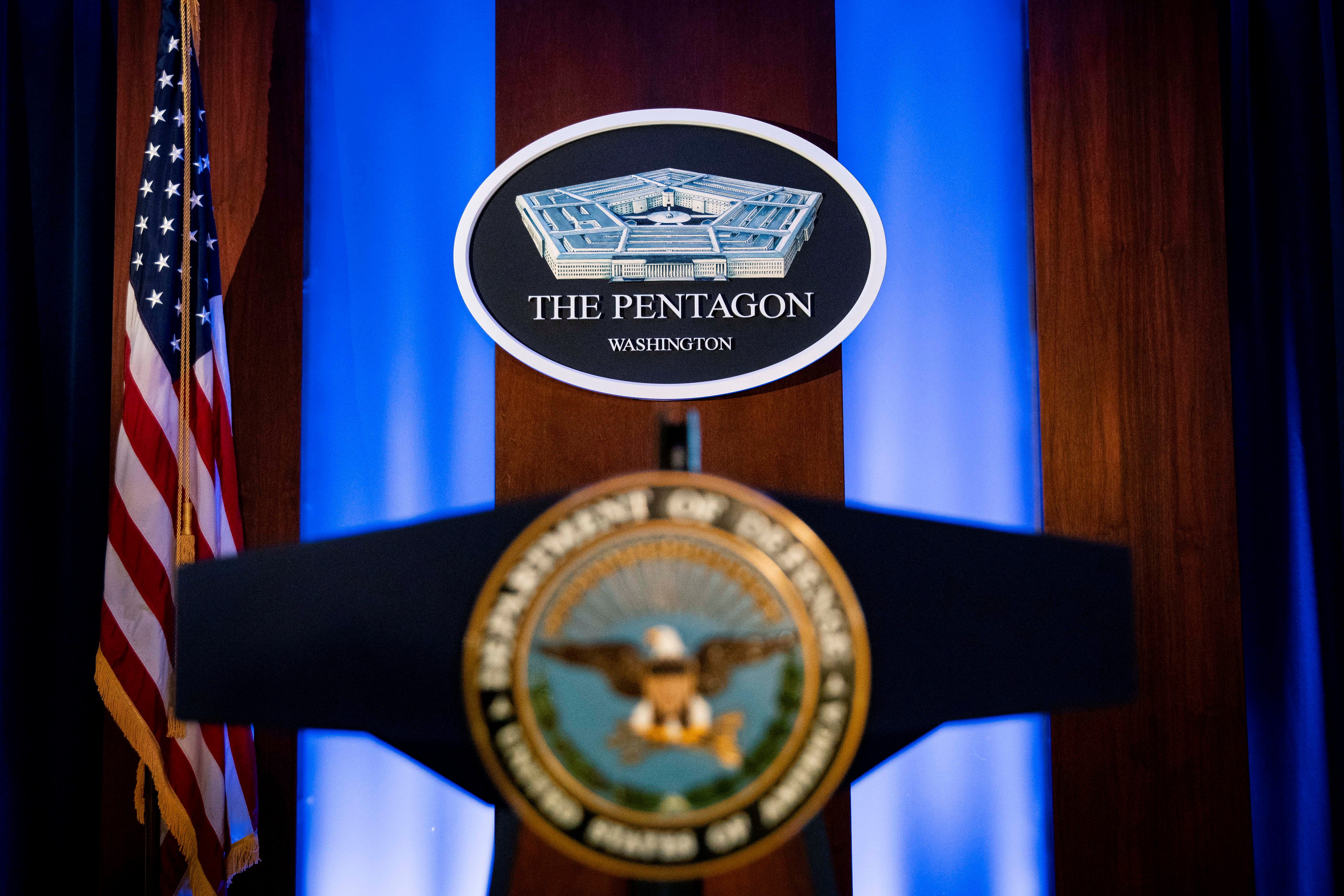The briefing room at the Pentagon in Arlington, Virginia