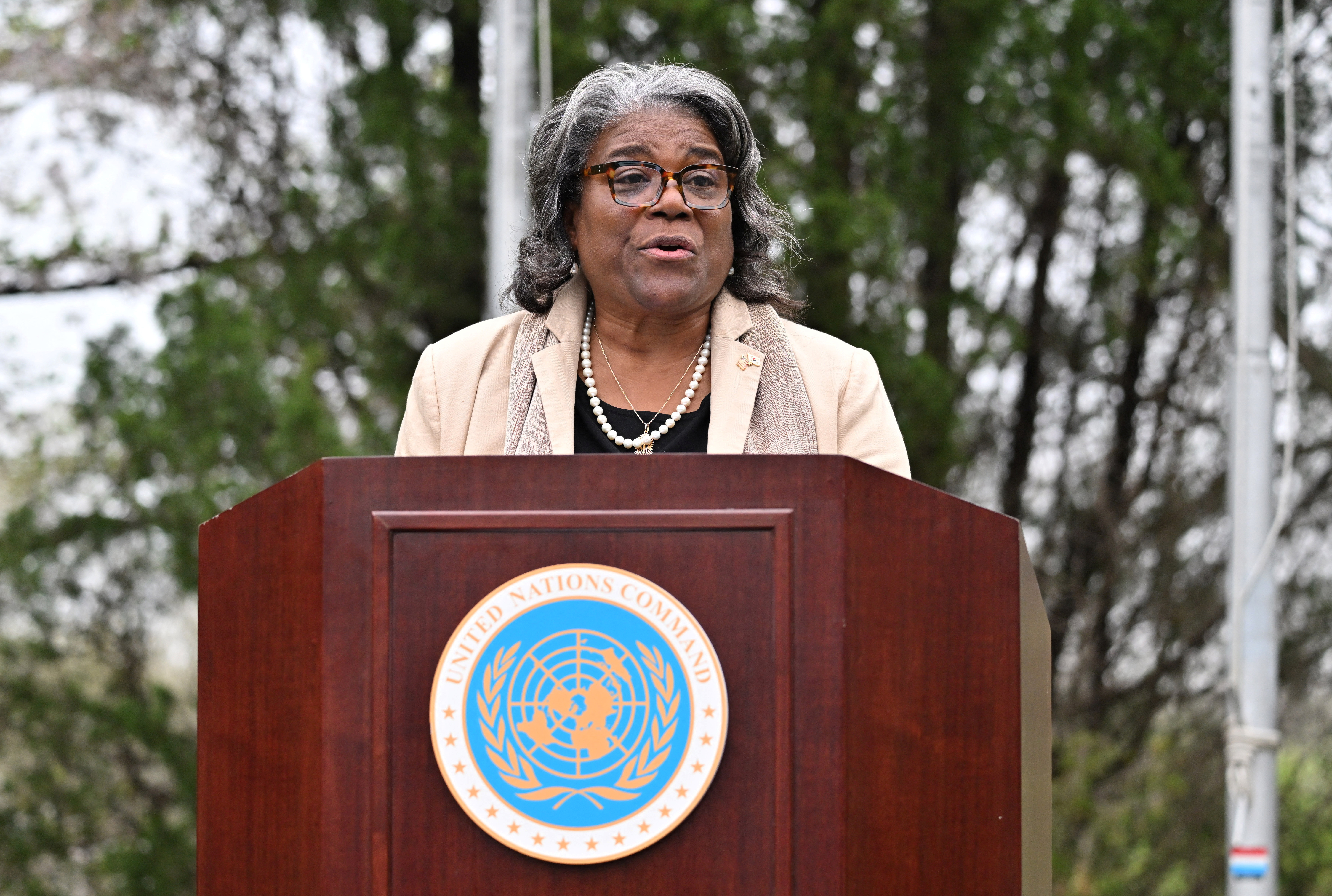 U.S. Ambassador to the United Nations Linda Thomas-Greenfield visits Panmunjom