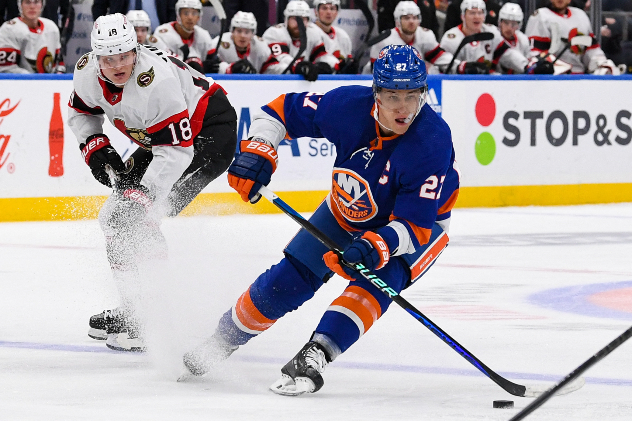 Islanders win after Sens' Erik Brannstrom taken off on stretcher | Reuters