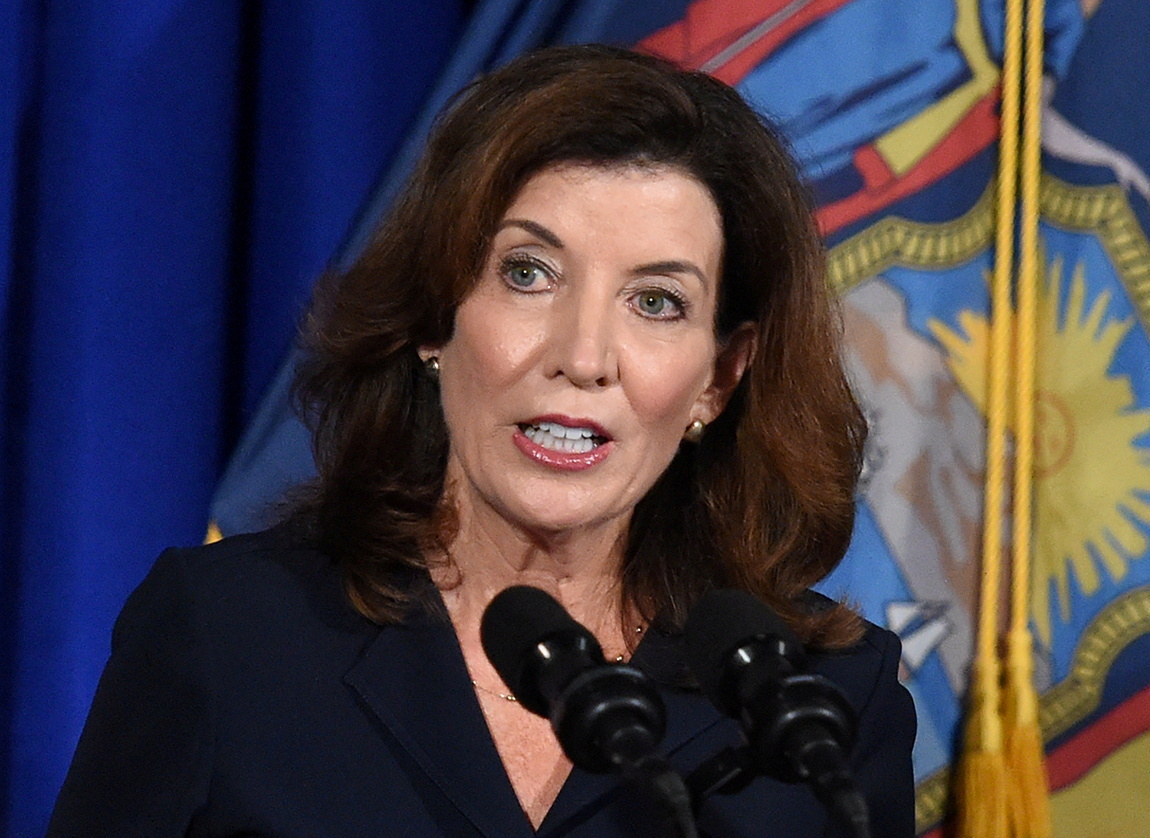 New York Lieutenant Governor Kathy Hochul speaks during a news conference the day after Governor Andrew Cuomo announced his resignation at the New York State Capitol, in Albany, New York, U.S., August 11, 2021.  REUTERS/Cindy Schultz/File Photo