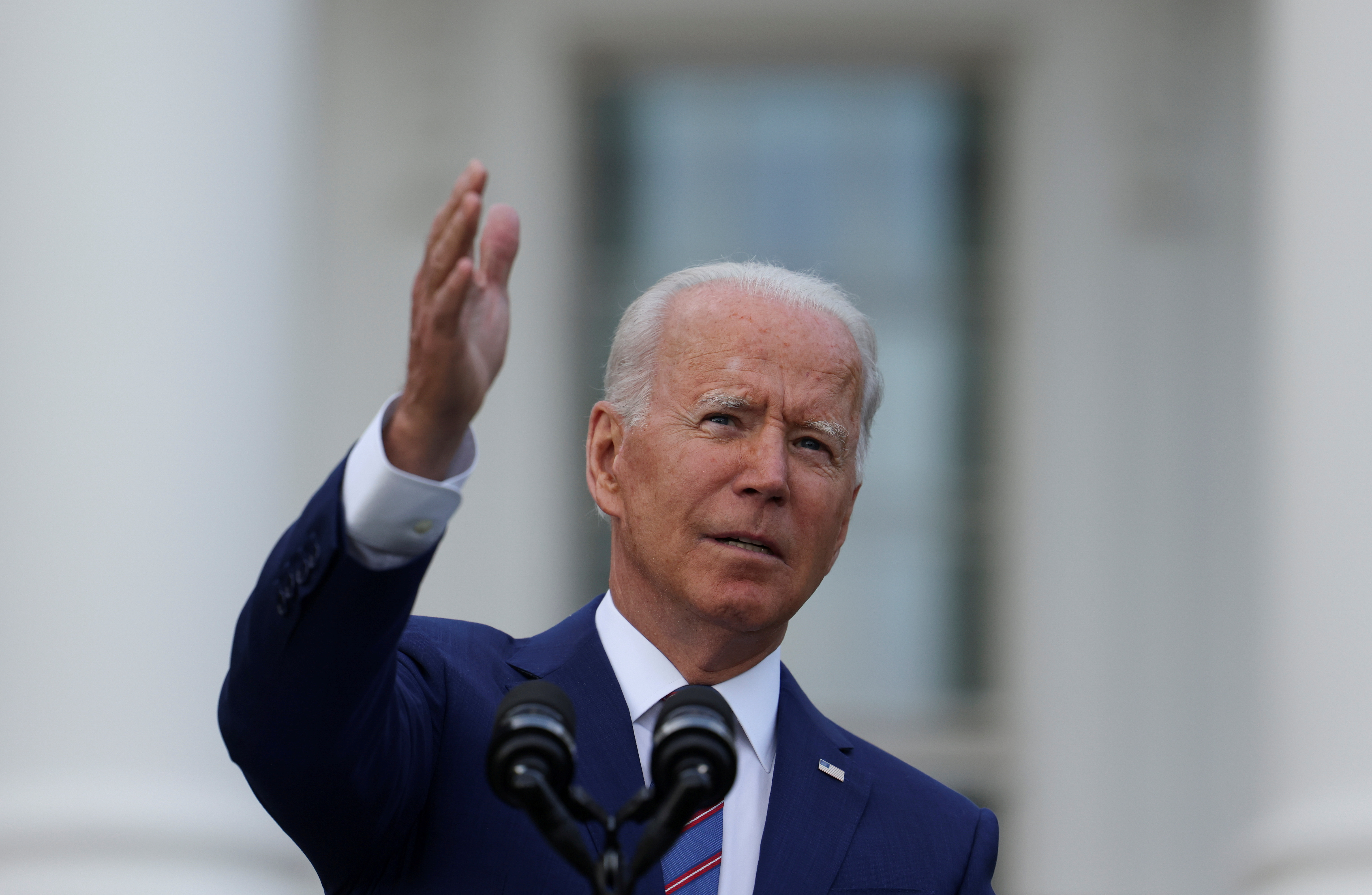 U.S. President Joe Biden delivers remarks at the White House at a celebration of Independence Day in Washington, U.S., July 4, 2021. REUTERS/Evelyn Hockstein/File Photo