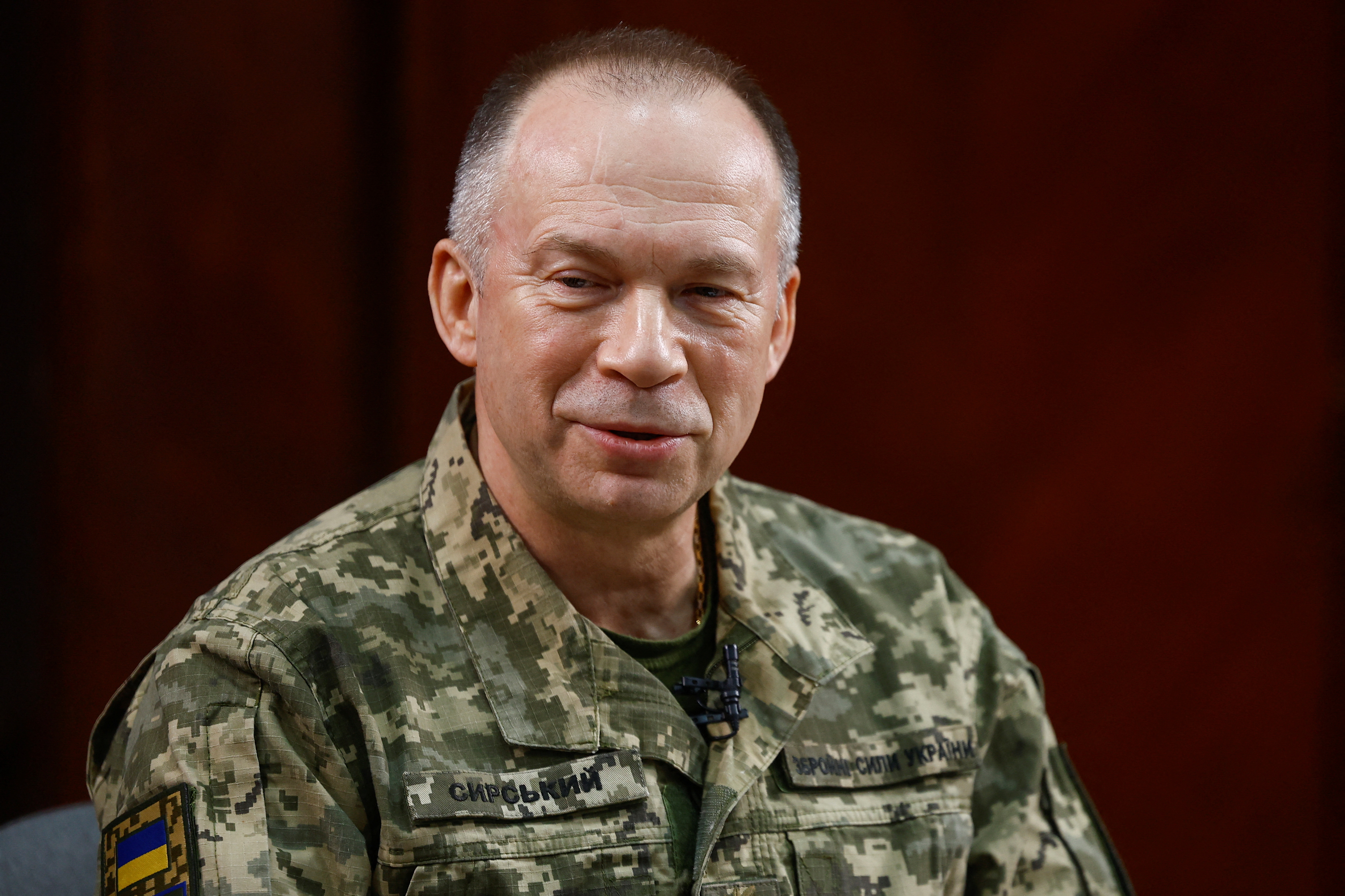 Commander of the Ukrainian Ground Forces Syrskyi attends an in interview with Reuters in Kharkiv region