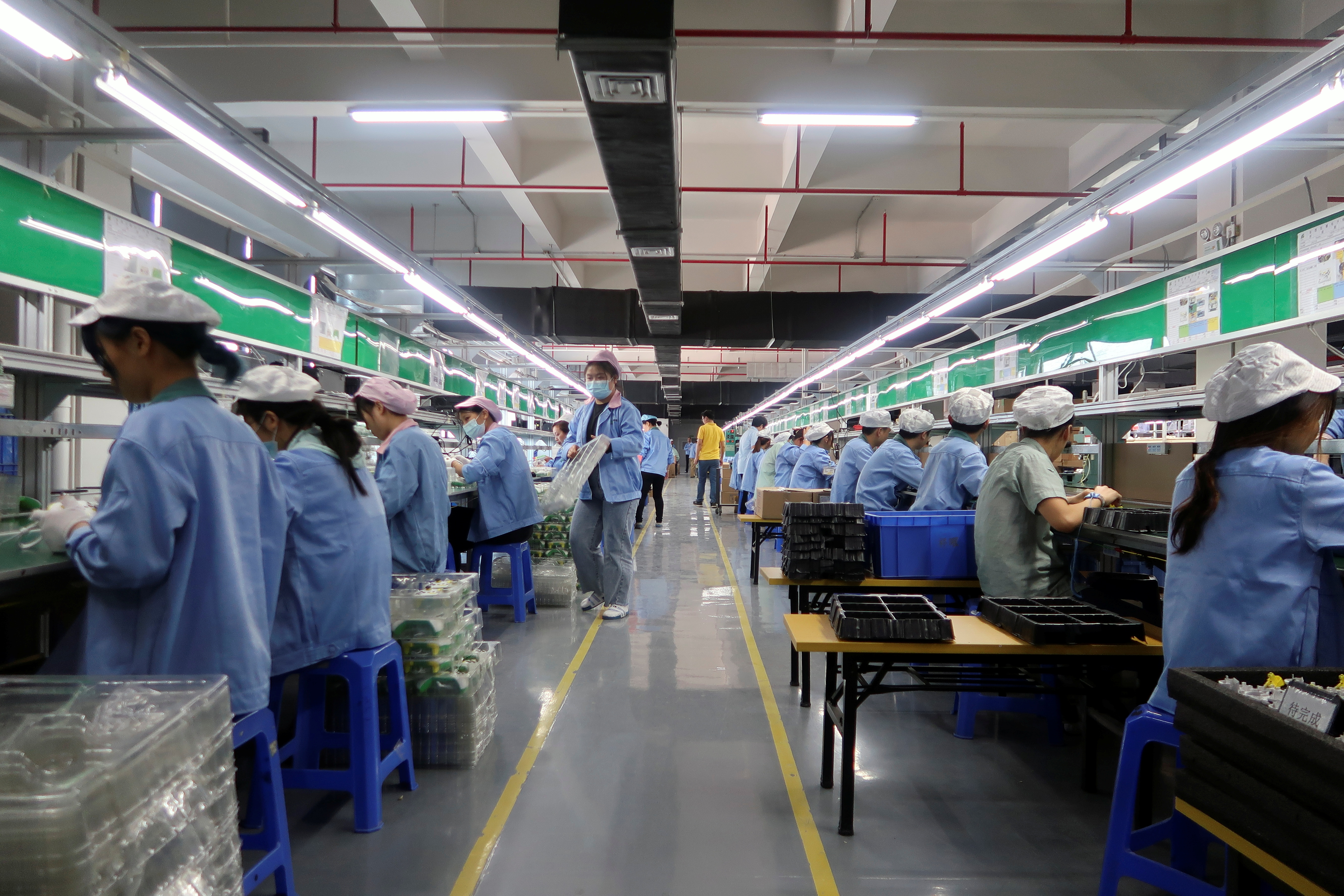 Production line of mobile gaming controllers at a factory in Dongguan