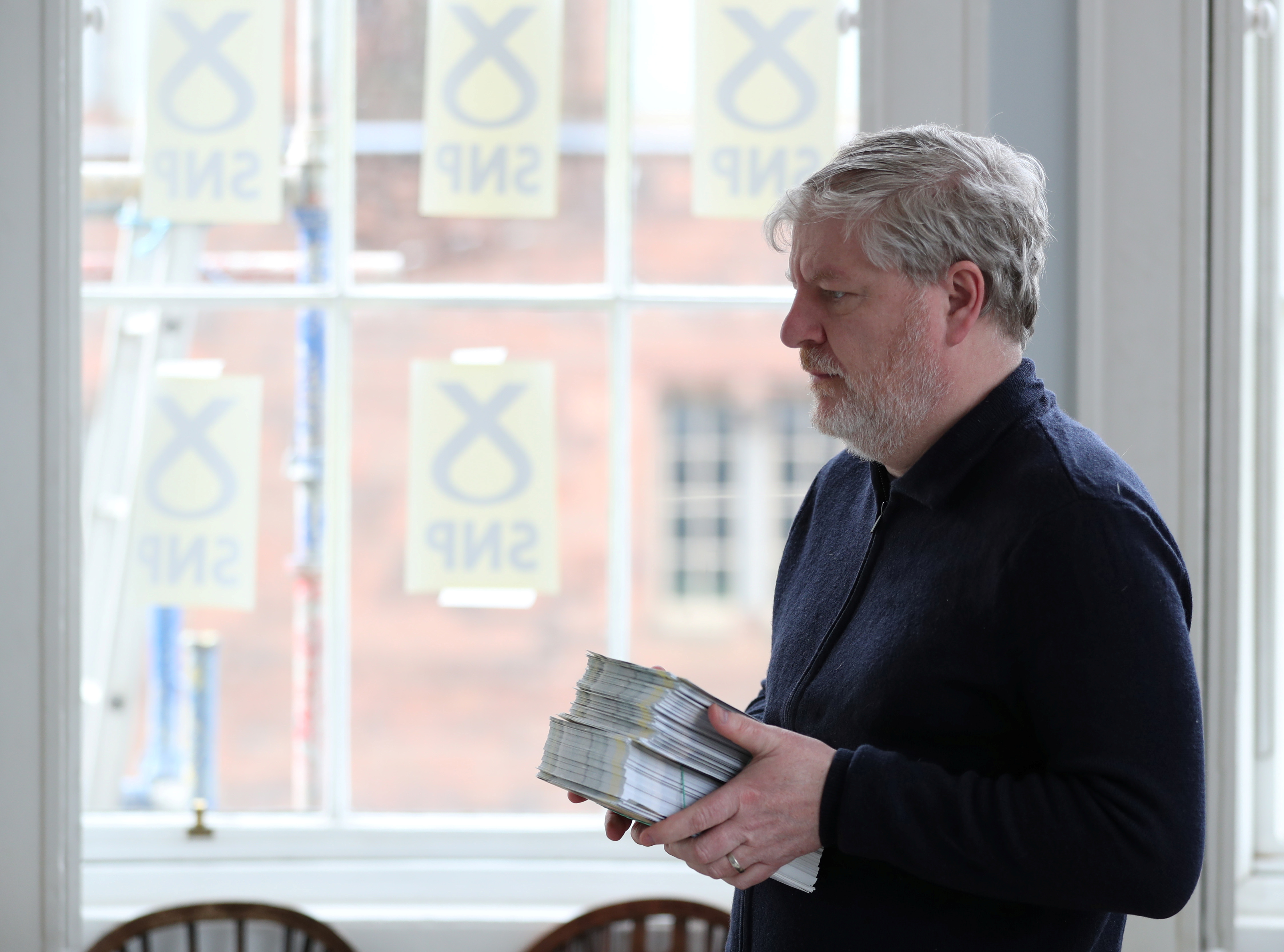 SNP candidate for Edinburgh Central Robertson stands in his campaign headquarters in Edinburgh