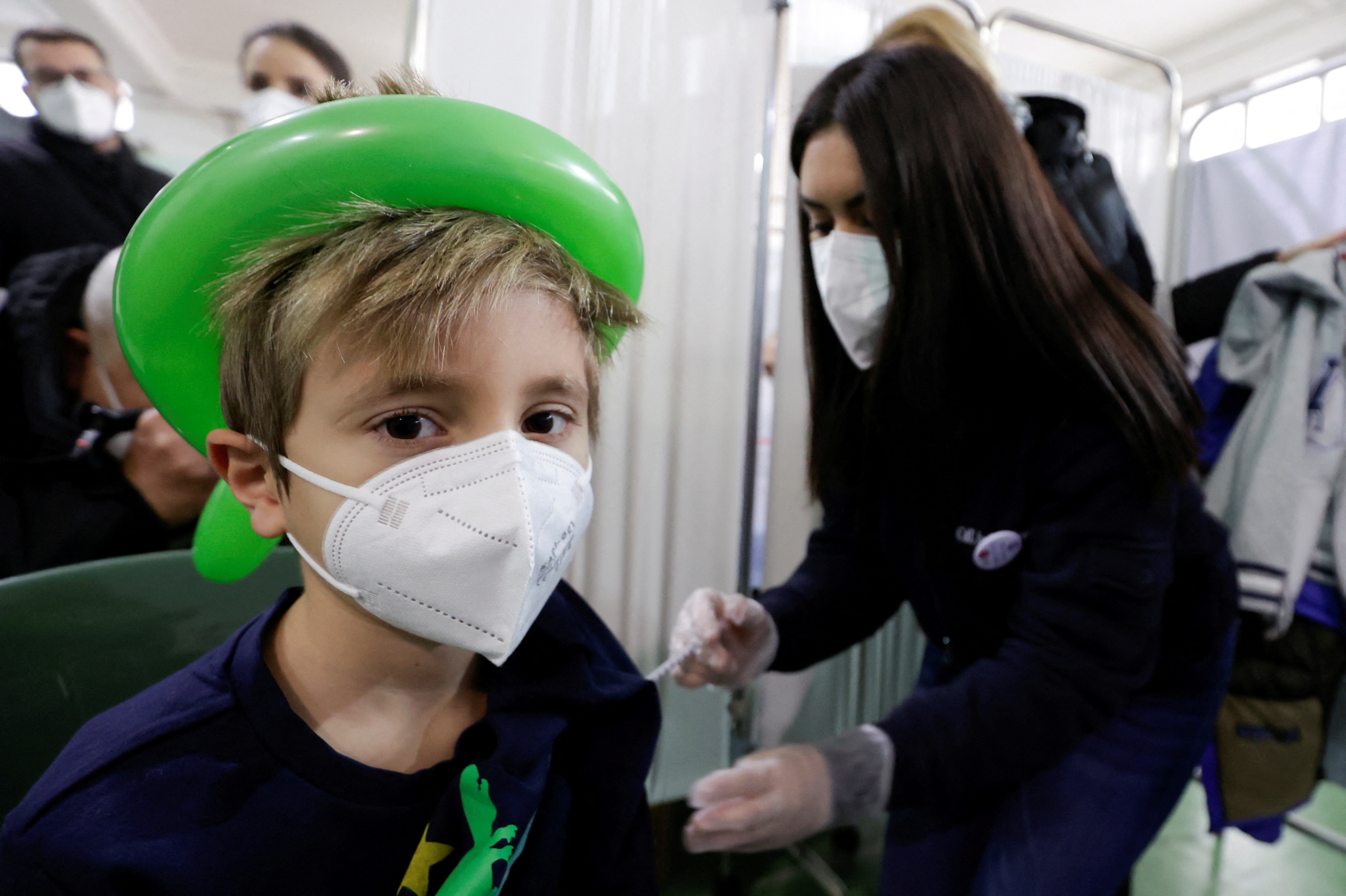 Pupils receive COVID-19 vaccination in Naples