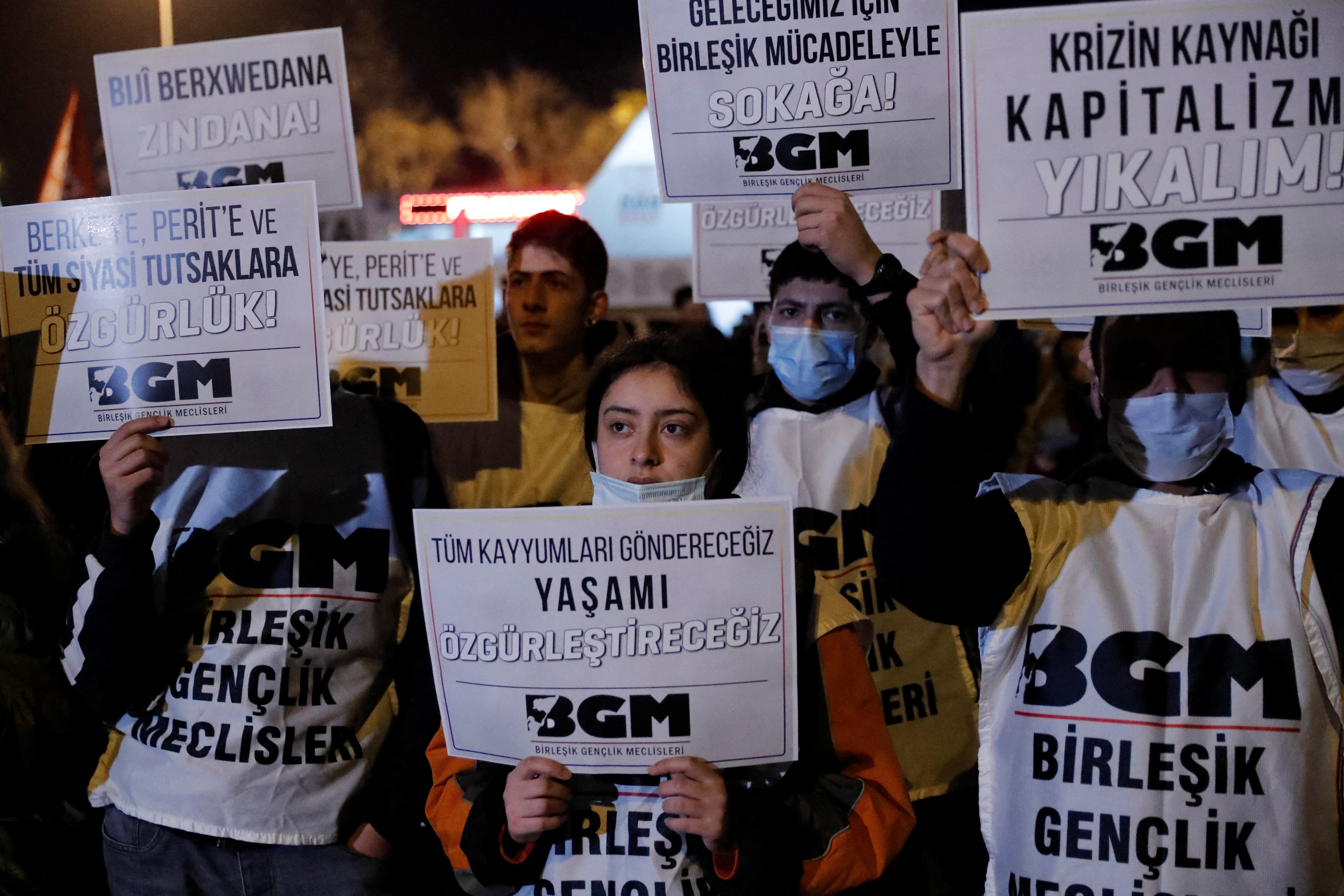 Students protest against the government interference in academia in Istanbul