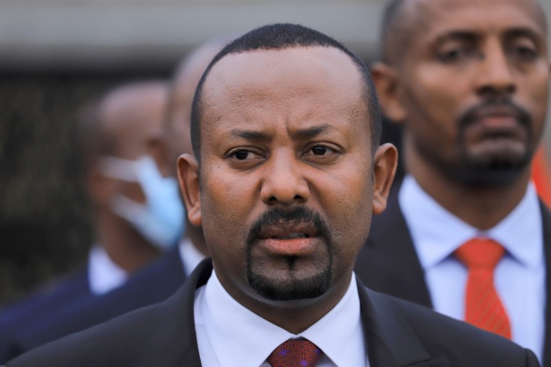 opFILE PHOTO: Ethiopian Prime Minister Abiy Ahmed arrives for the inauguration ceremony of the Meskel square, marking the last election rally he will hold in Addis Ababa