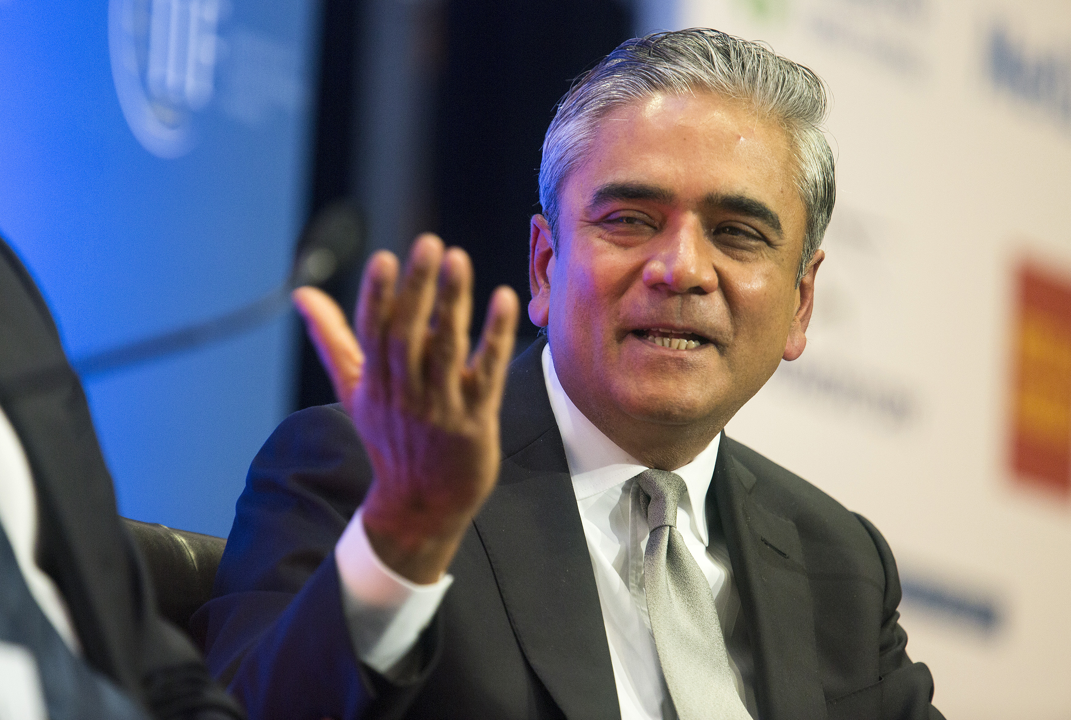 Deutsche Bank Co-Chief Executive Jain speaks during the Institute of International Finance Annual Meeting in Washington