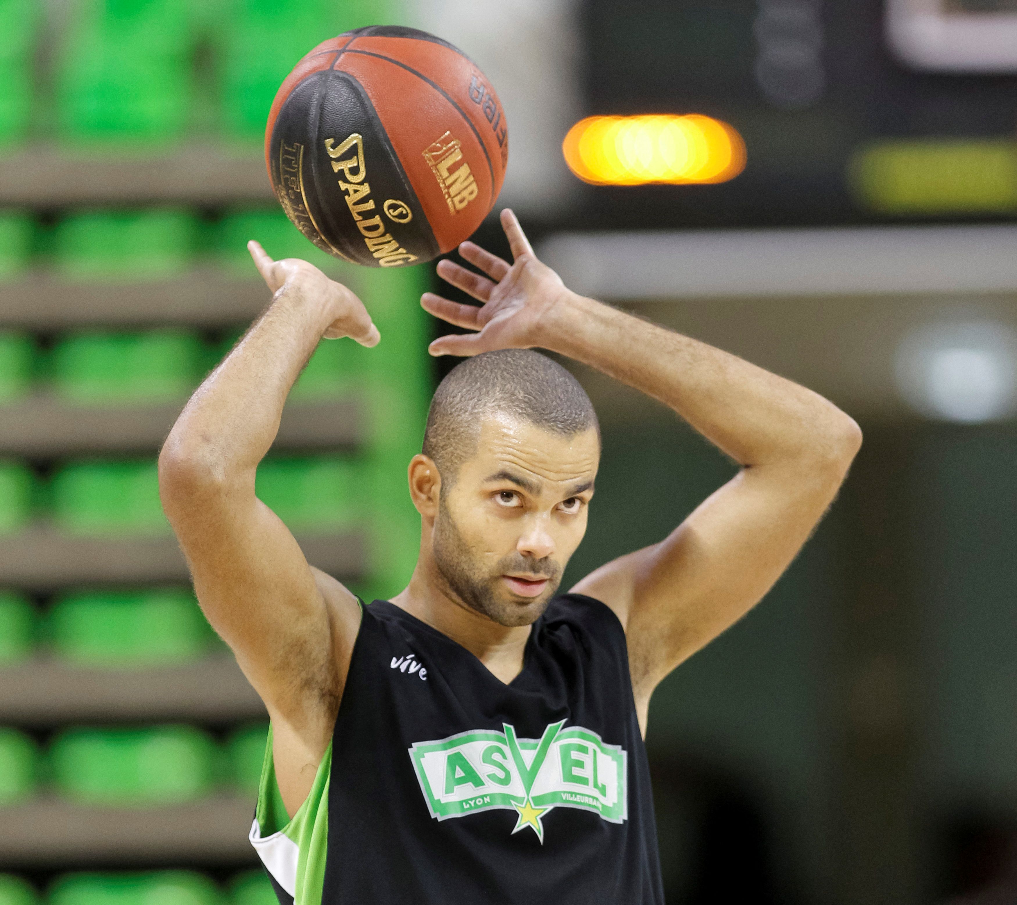 Tony Parker, NBA basketball player with the San Antonio Spurs, attends a training session with his French club ASVEL in Villeurbanne