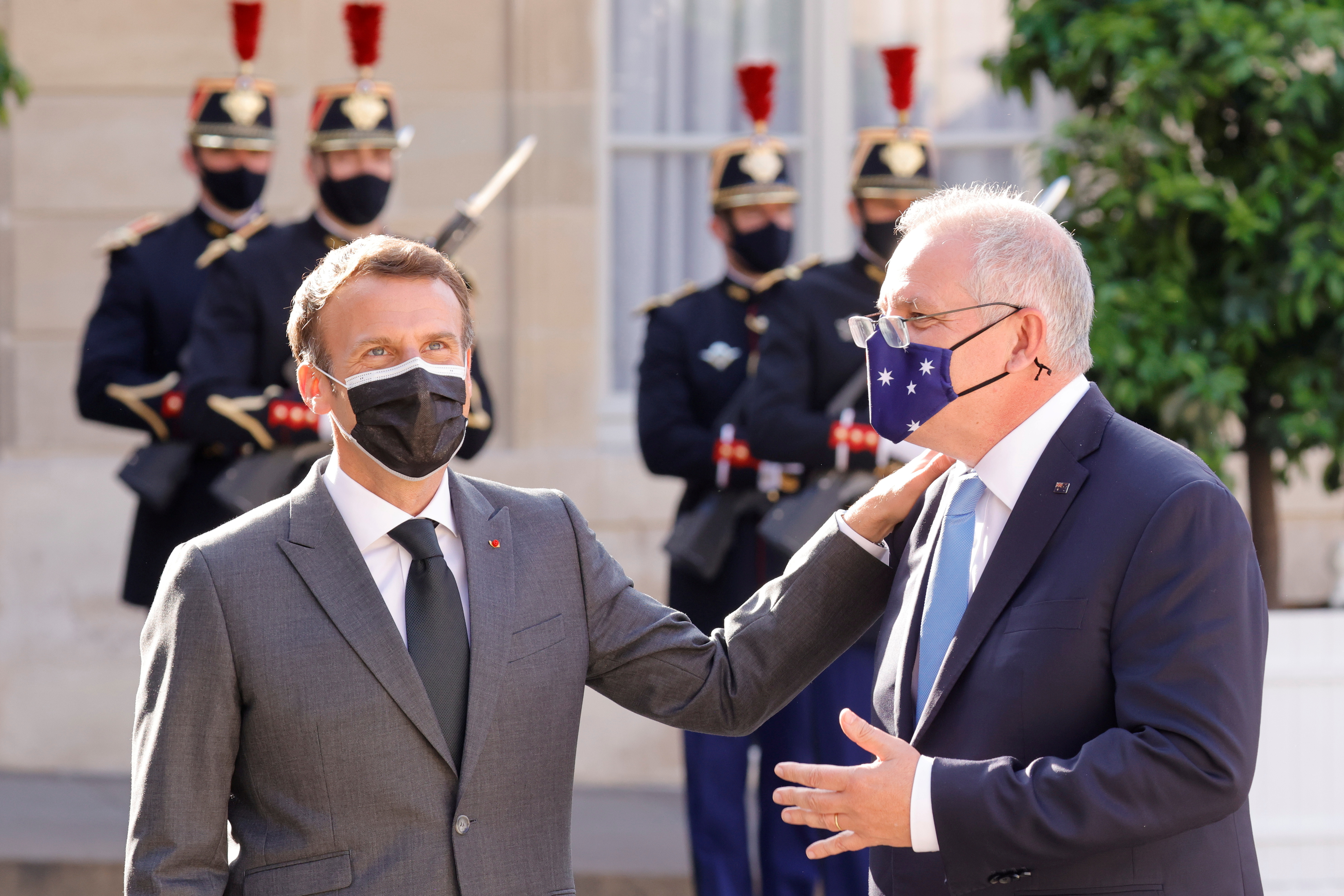 French President Macron meets Australian PM Morrison in Paris