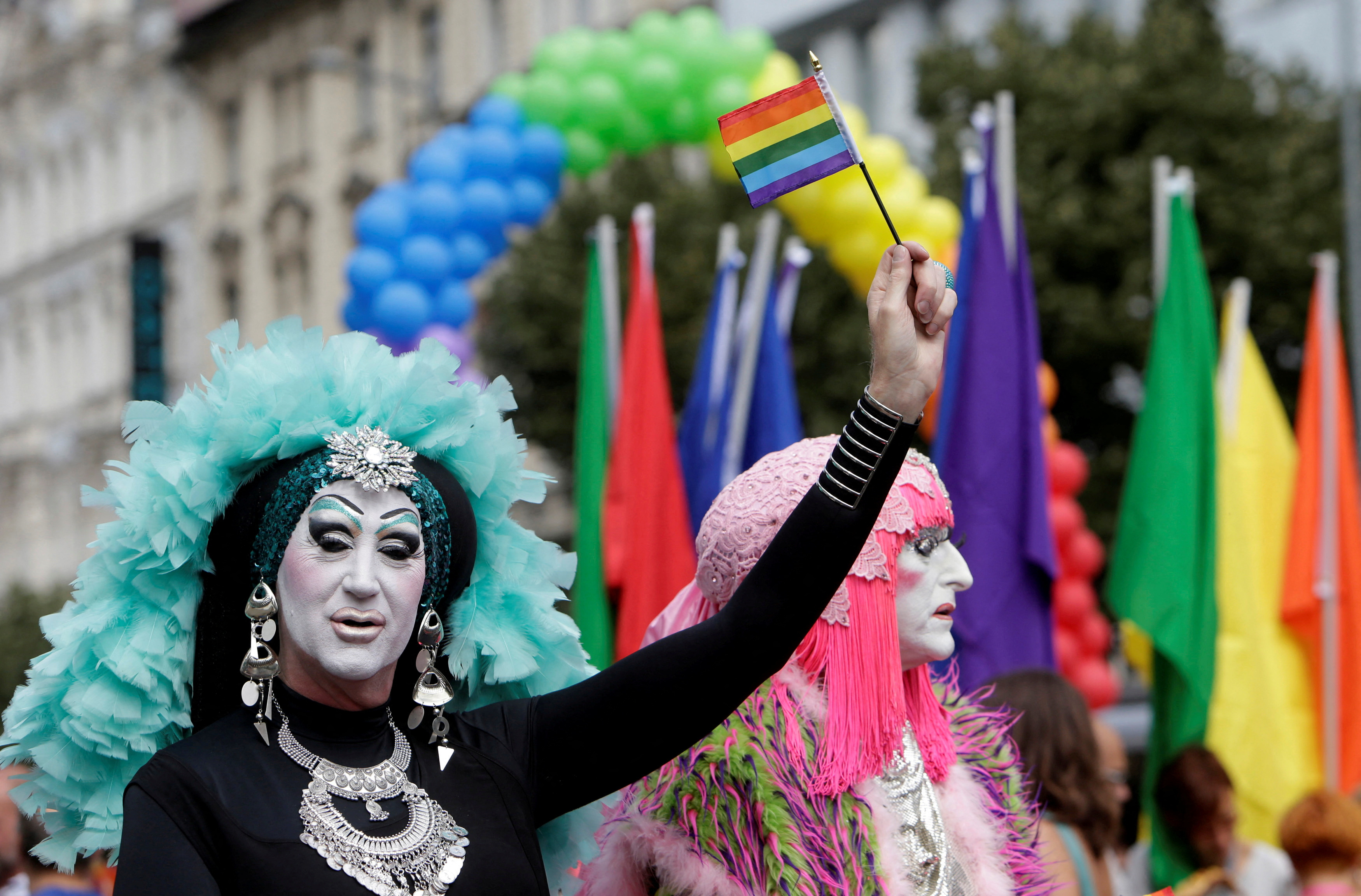 Participants attend the Prague Pride Parade