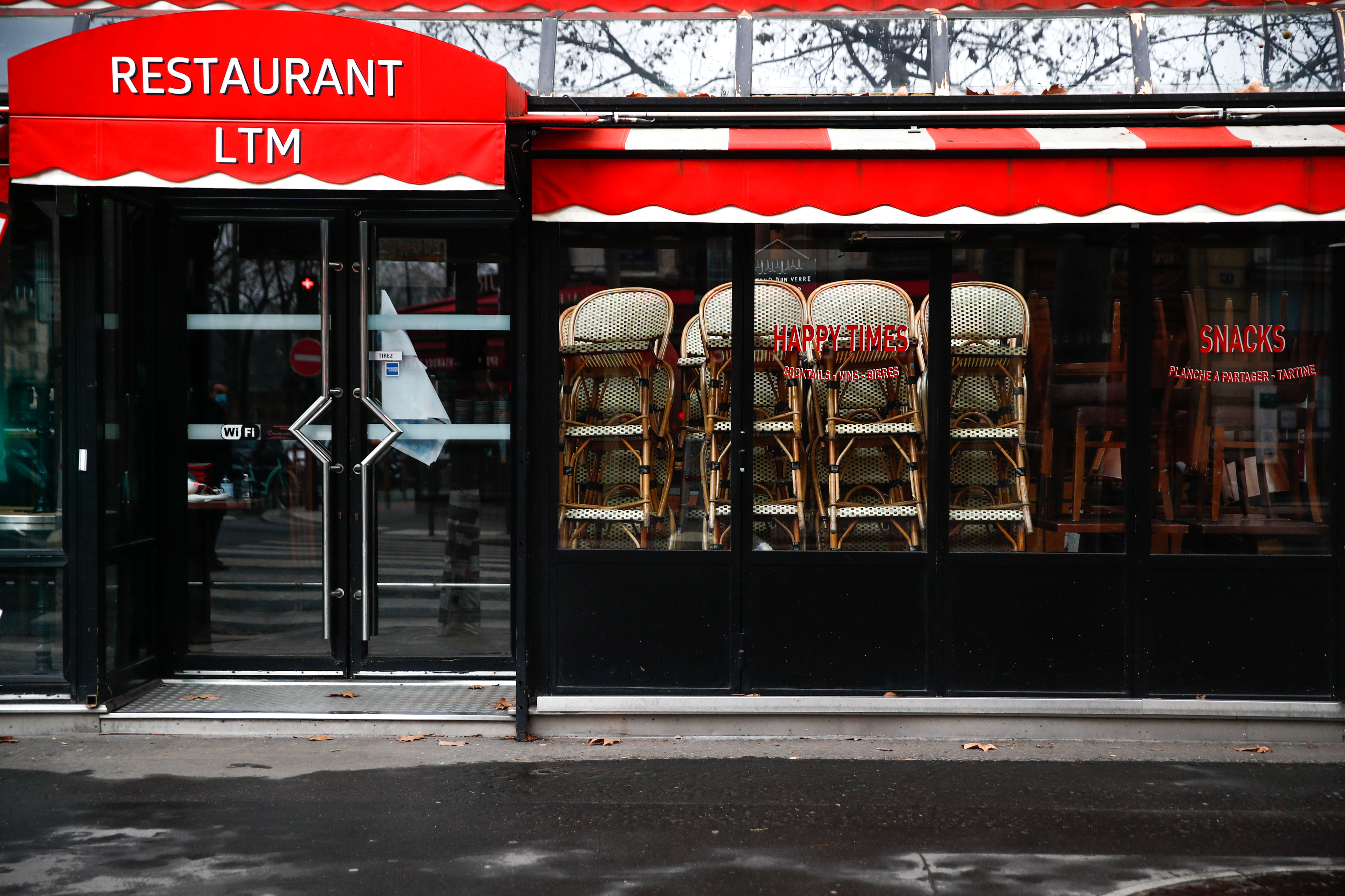 A closed restaurant in Paris amid the coronavirus disease outbreak