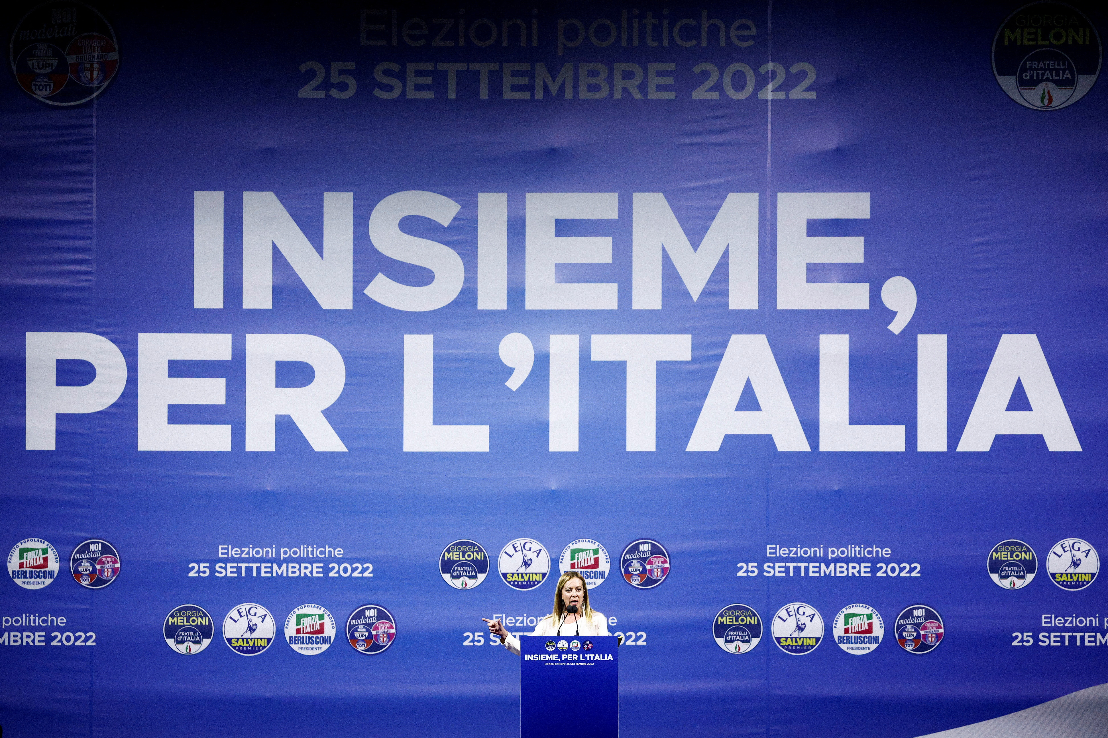 Italy's centre-right coalition closing campaign rally in Rome