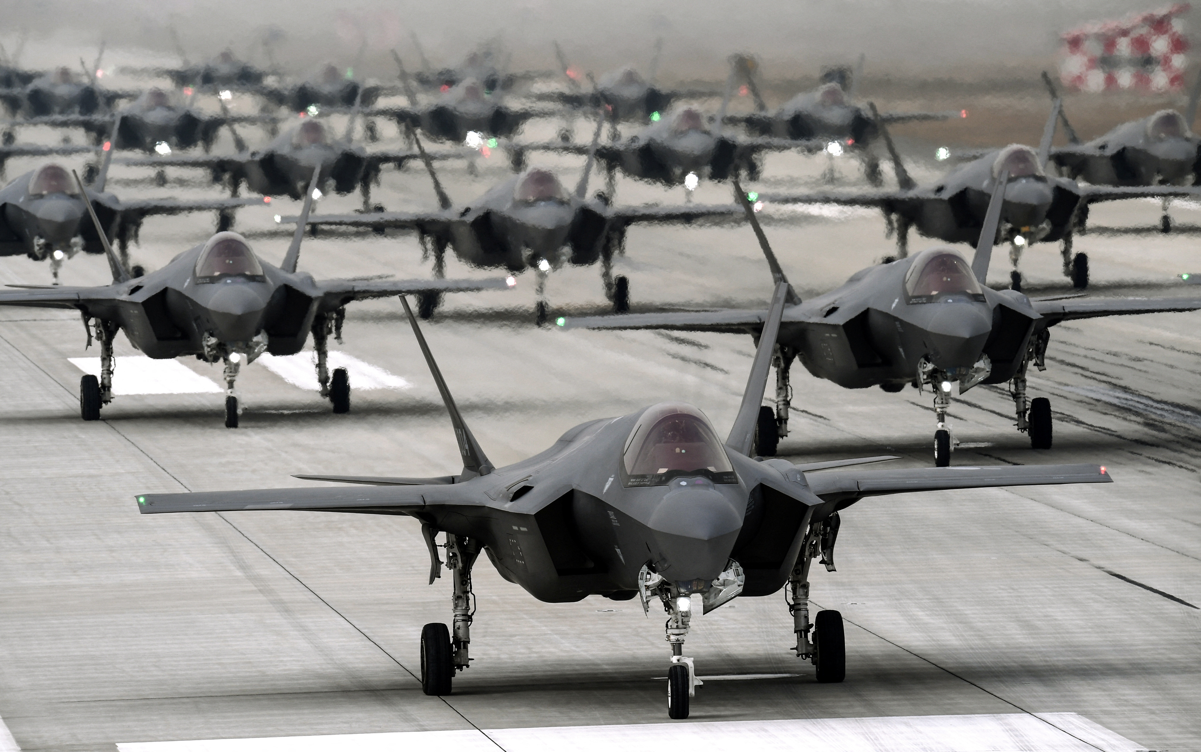 F-35A fighter jets at a military exercise 'Elephant Walk'