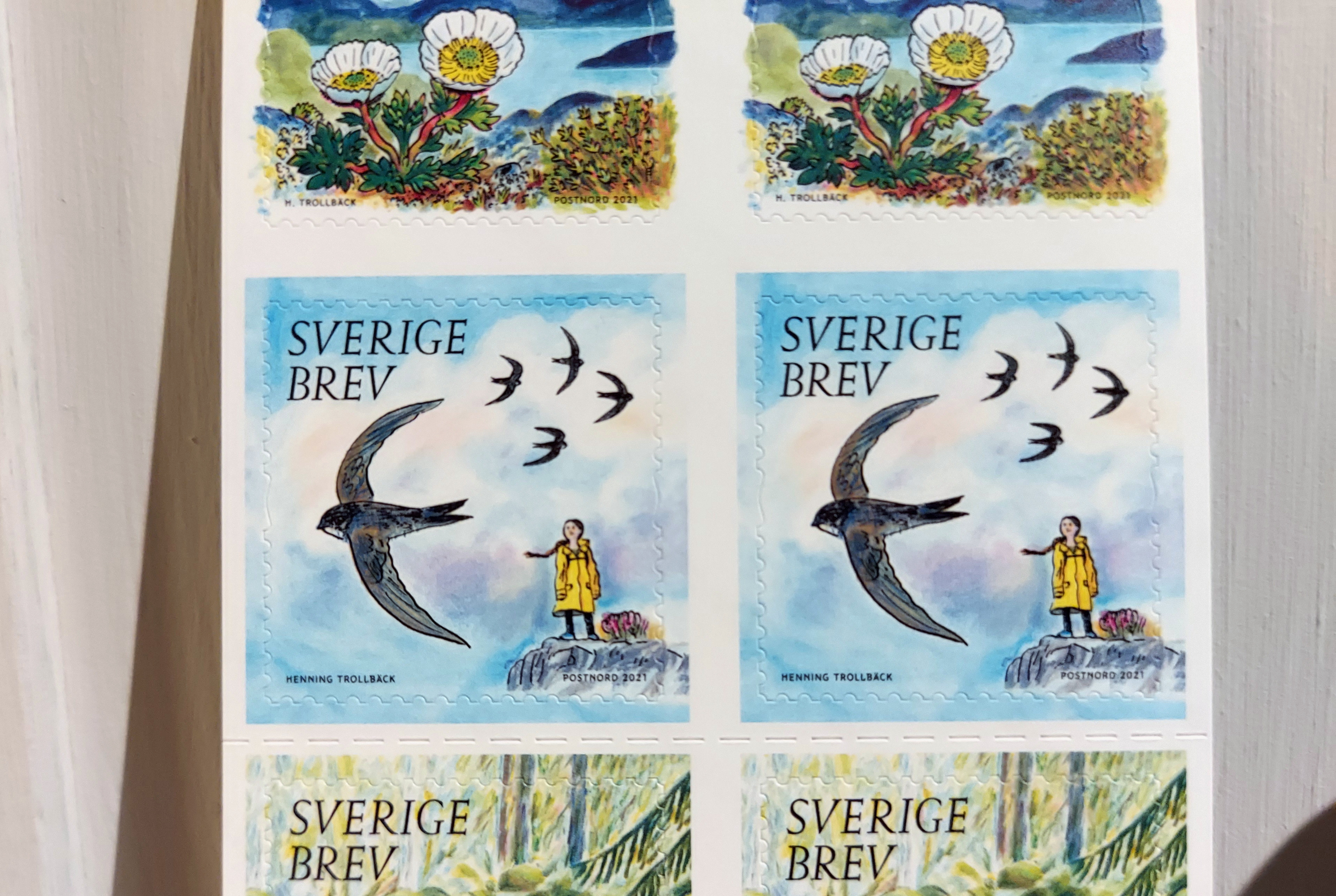 Stamp featuring climate activist Greta Thunberg