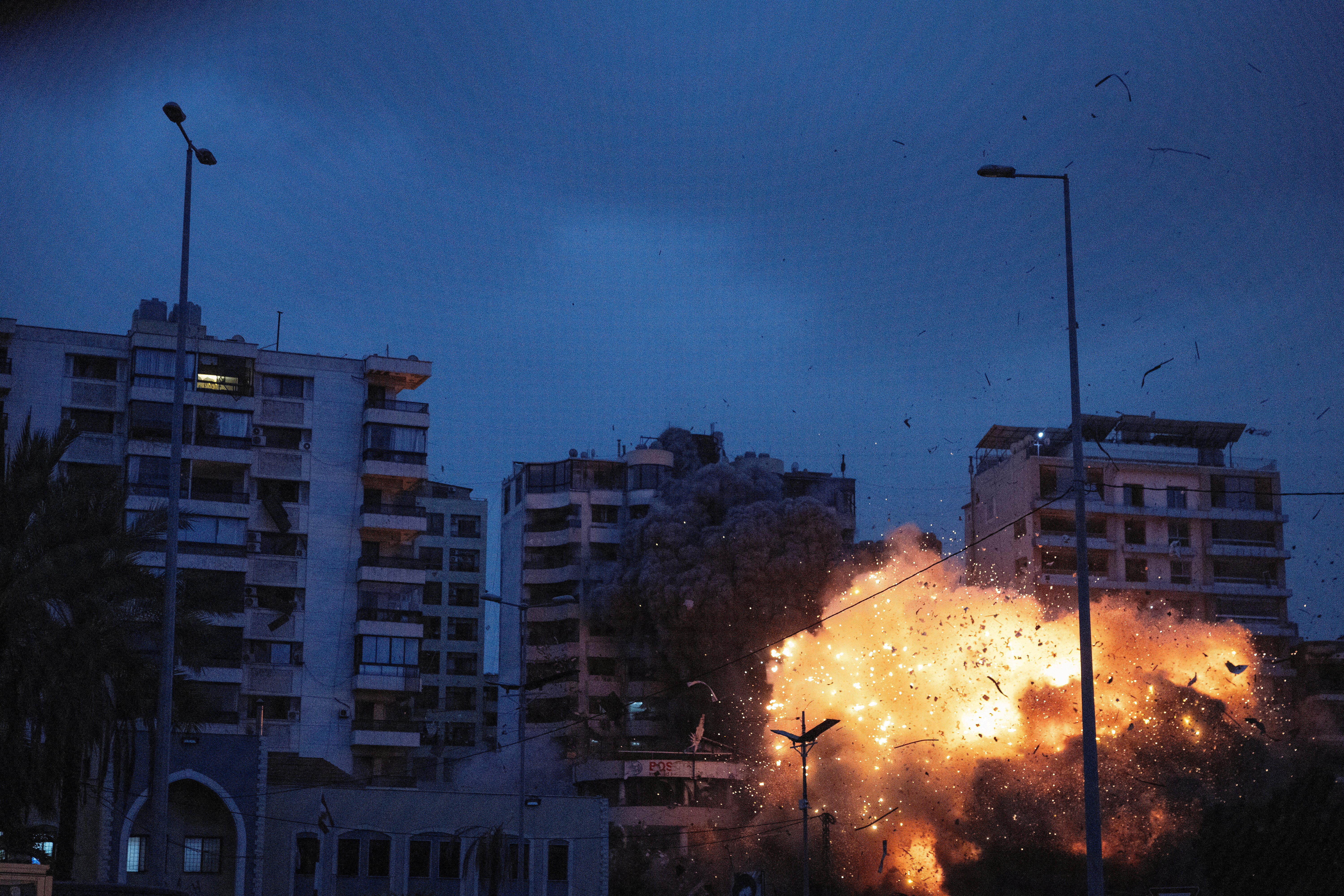 Aftermath of an Israeli strike on a building in the Chiyah district of Beirut's southern suburbs