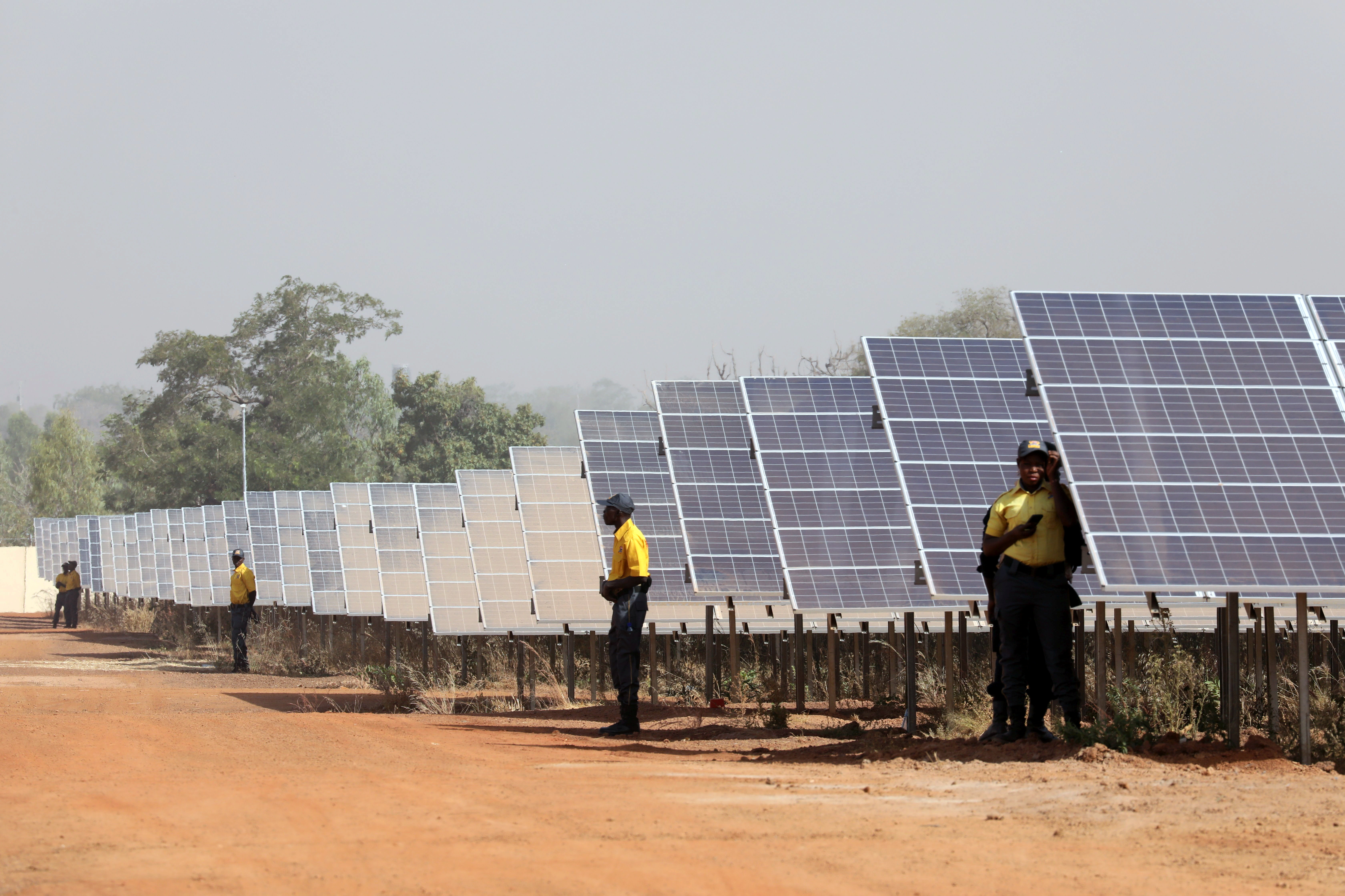 Solar panels are seen during the inauguration ceremony of the solar energy power plant in Zaktubi