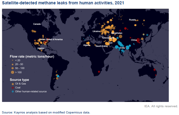 Satellite-detected methane leaks