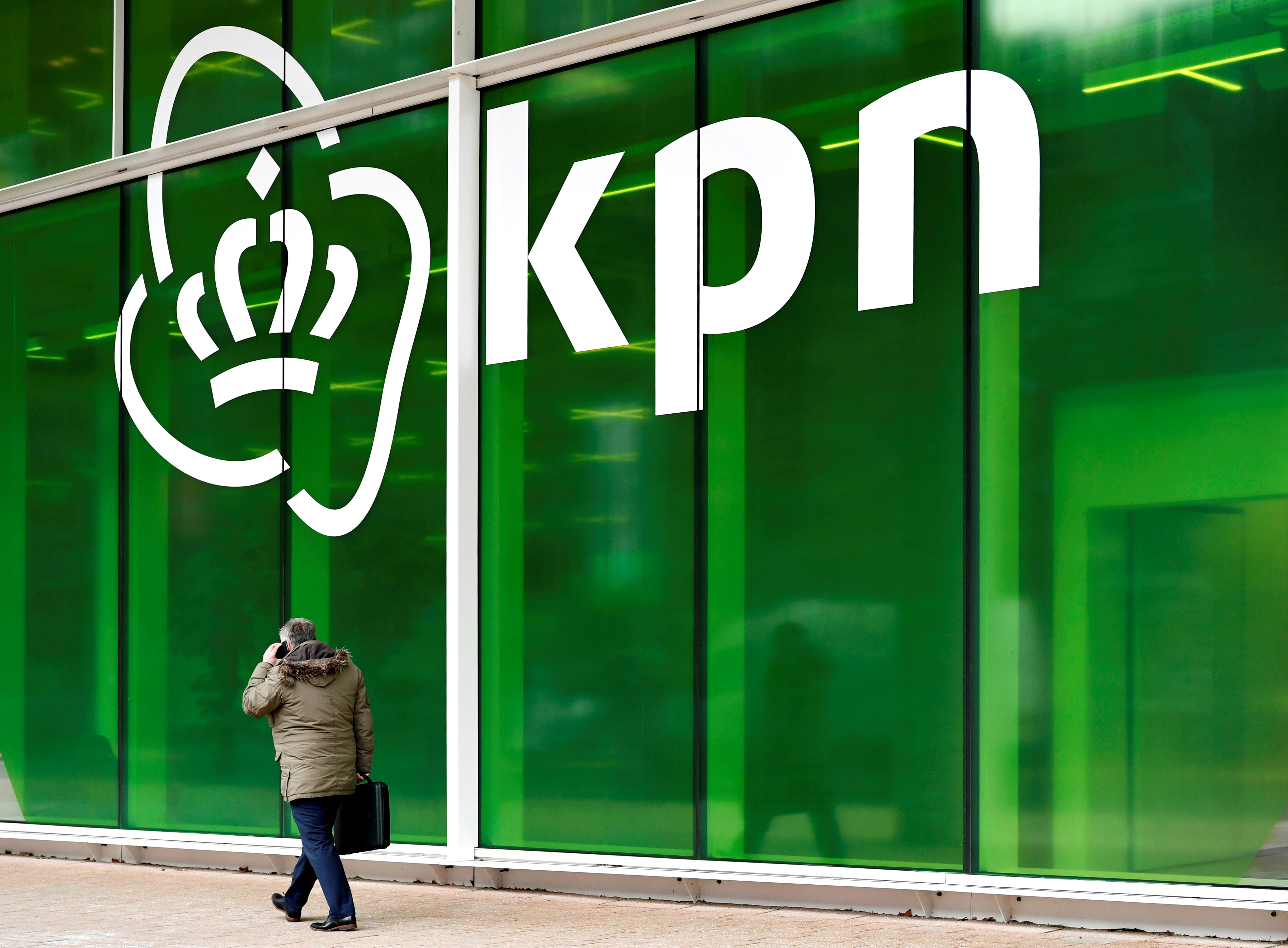 KPN logo is seen at its headquarters in Rotterdam