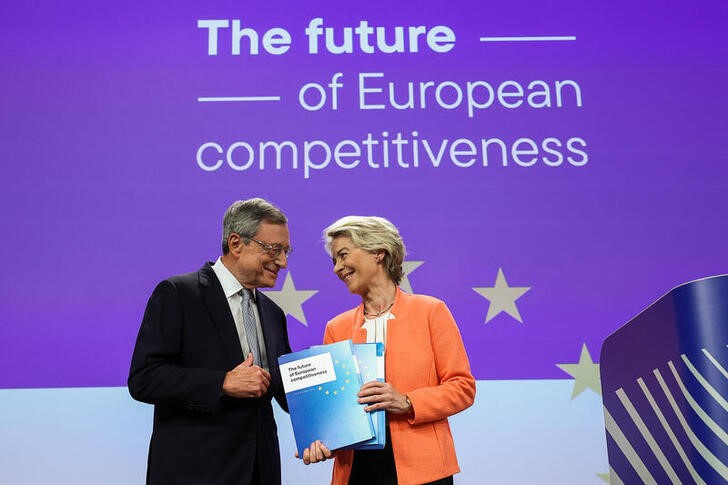 Former European Central Bank chief Draghi presents report on EU competitiveness, in Brussels