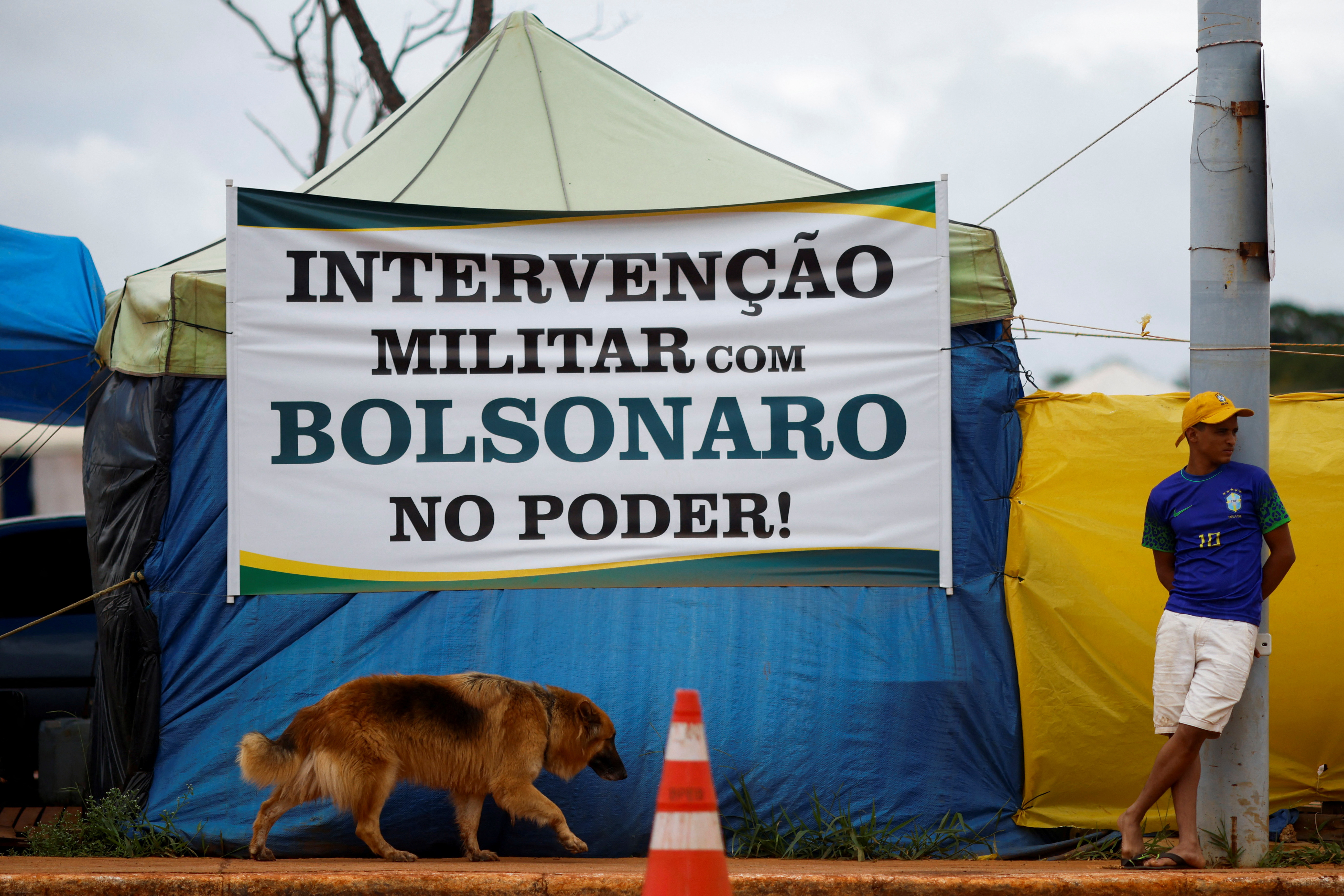 Protest held by supporters of Brazil's President Bolsonaro against President-elect Luiz Inacio Lula da Silva, at the Army Headquarters in Brasilia