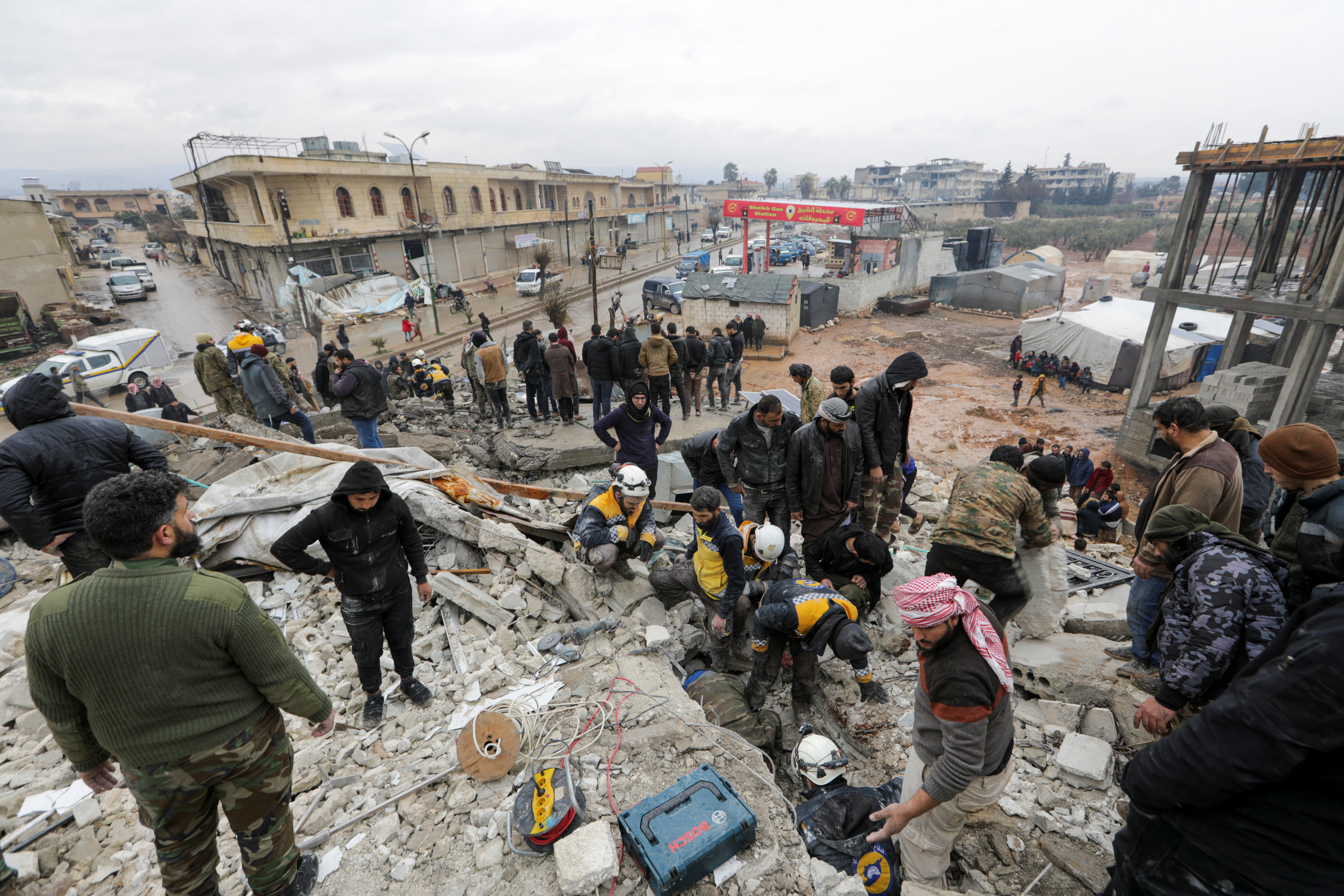 Aftermath of an earthquake, in rebel-held town of Jandaris