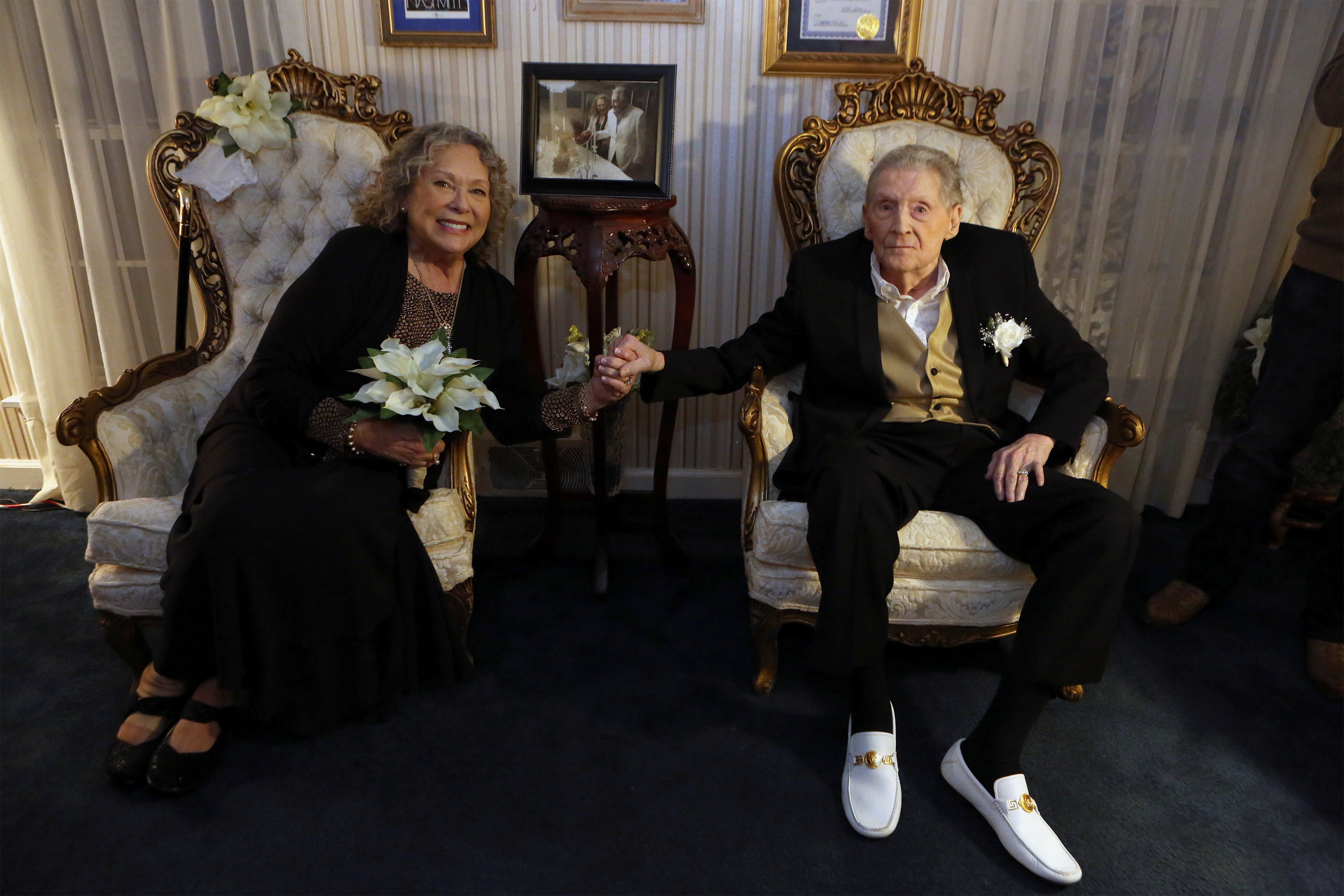 A vaccinated 85-year-old Jerry Lee Lewis, the last living member of the Million Dollar Quartet that recorded many hits at Memphis' Sun Records in the 1950s, renews marriage vows with 7th wife Judith at his ranch in Nesbit, Mississippi, U.S. March 9, 2021.  REUTERS/Karen Pulfer Focht