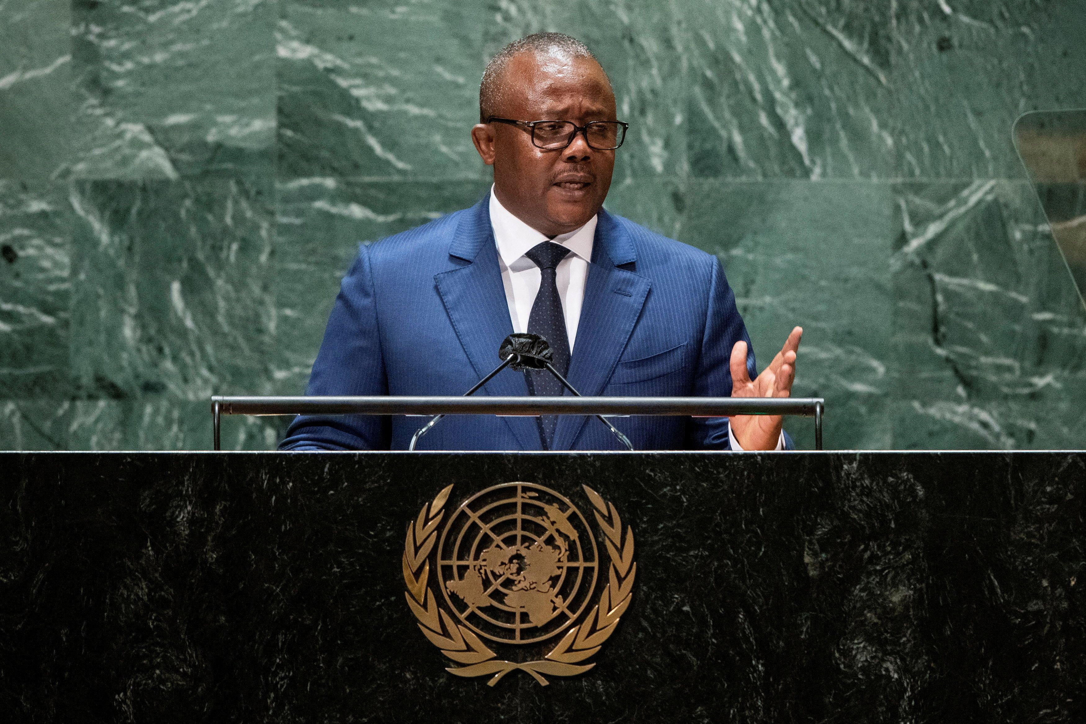 FILE PHOTO: Guinea-Bissau's President Umaro Sissoco Embalo addresses the 76th Session of the U.N. General Assembly in New York City