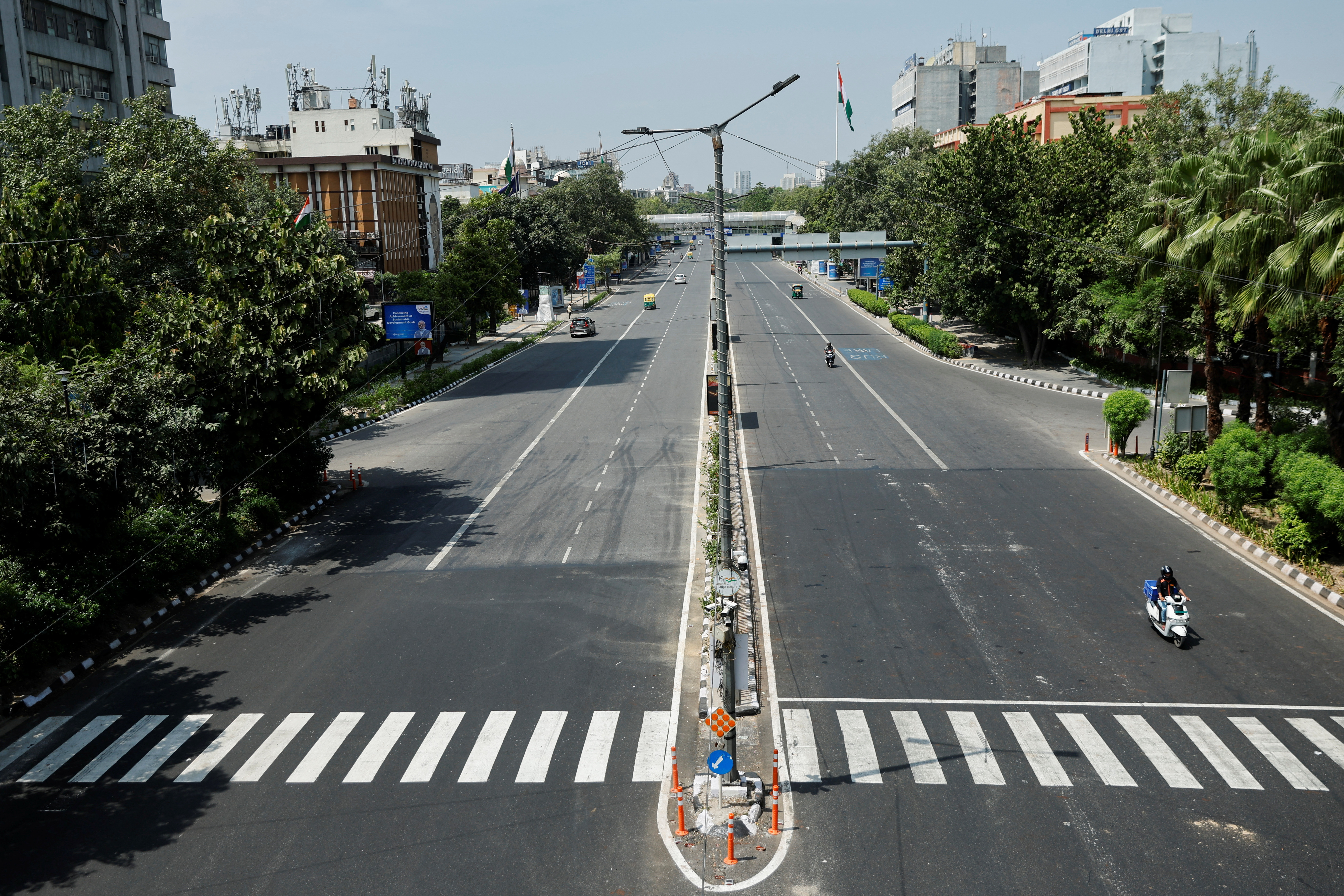 View of deserted roads ahead of the G20 summit in New Delhi