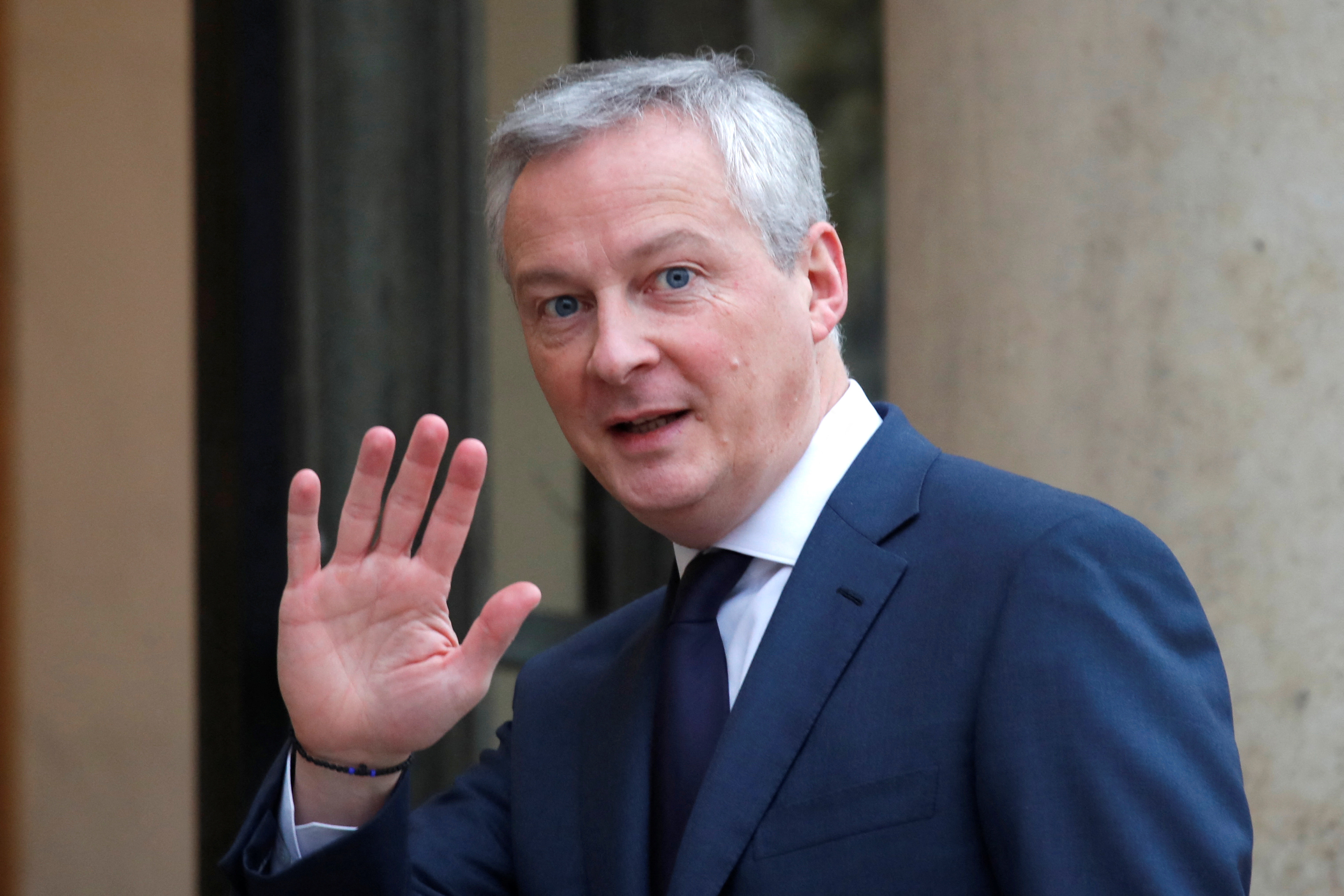 French Finance Minister Bruno Le Maire arrives at the Elysee Palace in Paris