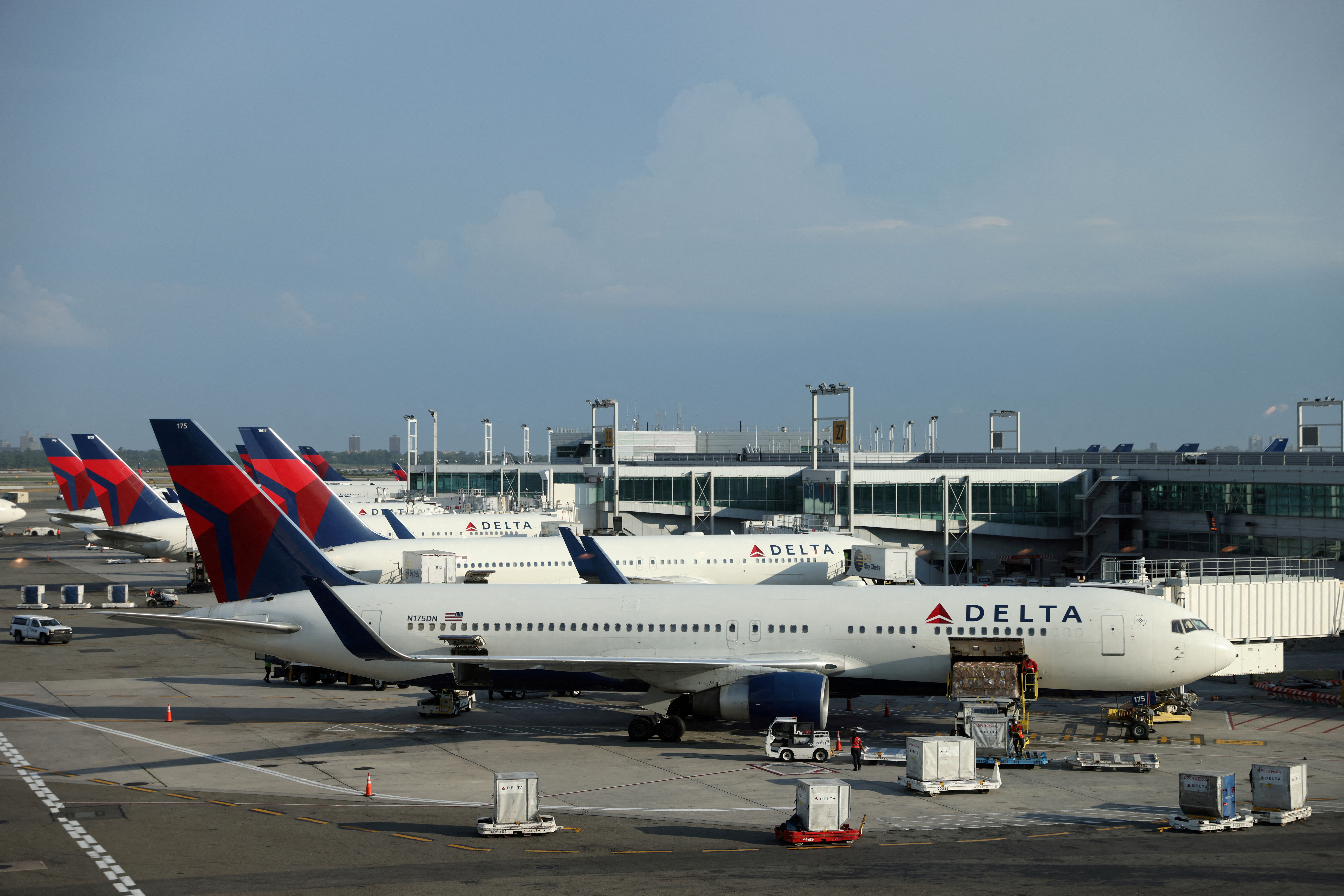 Delta Air Lines planes are seen at John F. Kennedy International Airport on the July 4th weekend in Queens, New York City