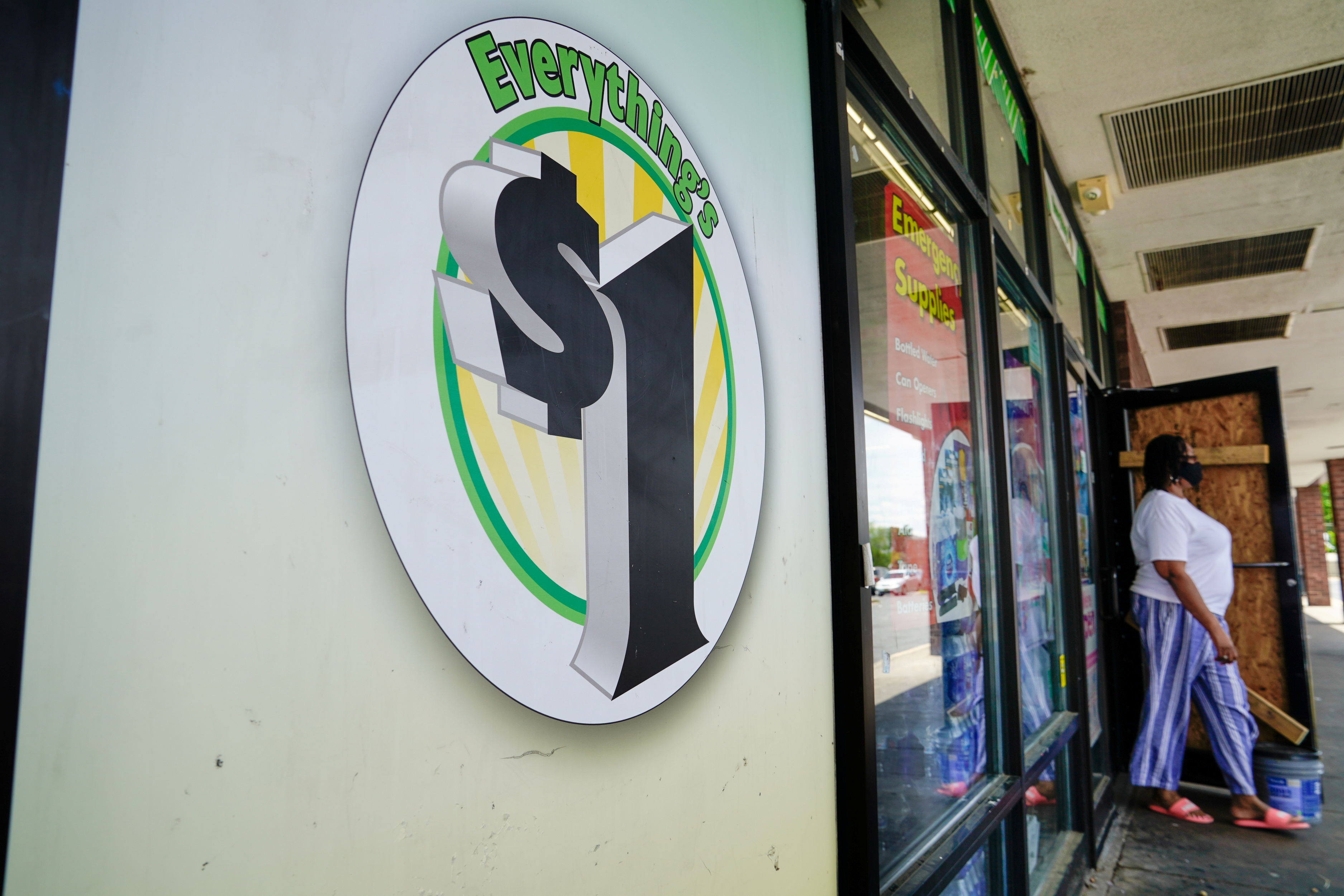 A person exits a Dollar Tree store in Washington