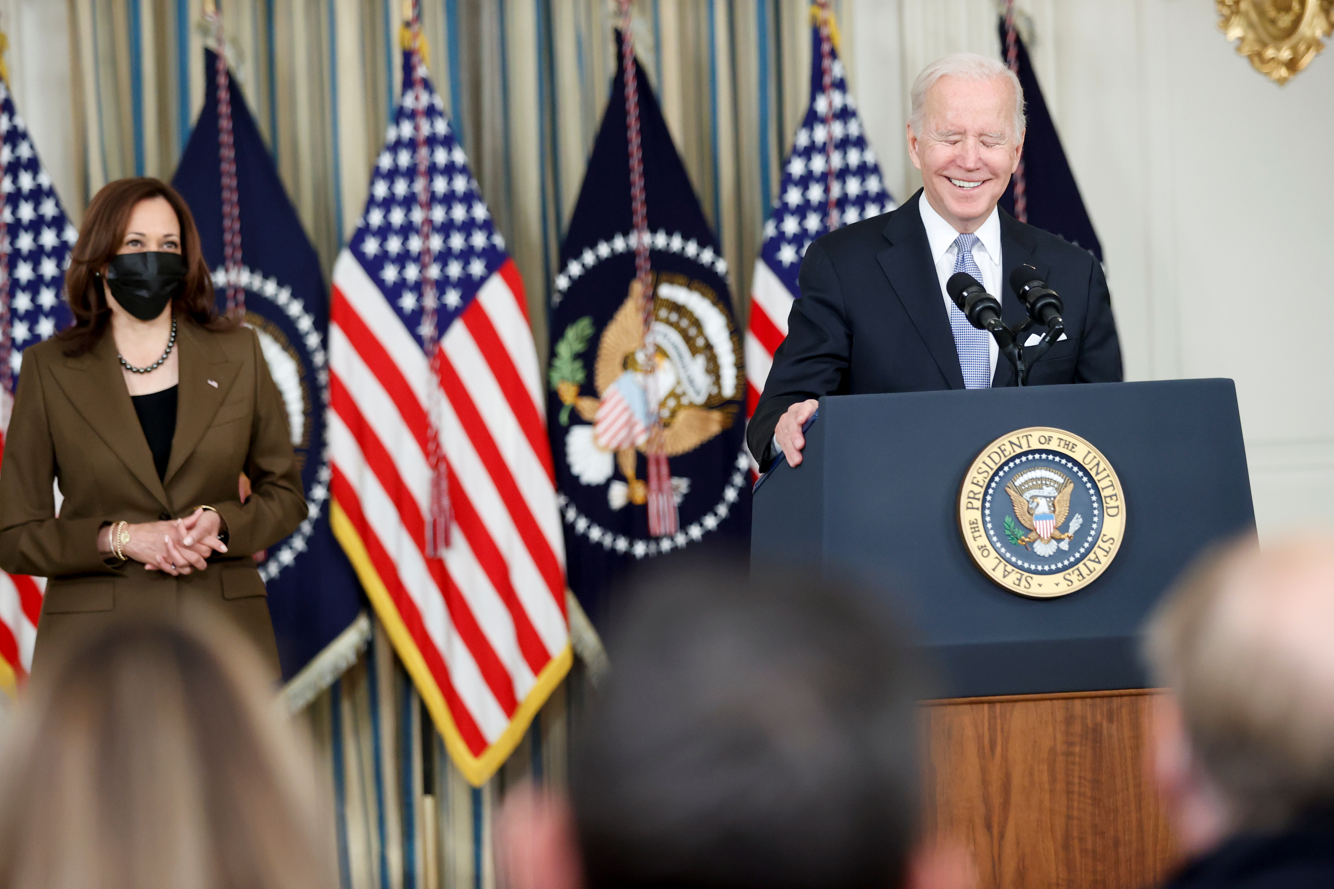 U.S. President Biden speaks during a news conference, in Washington