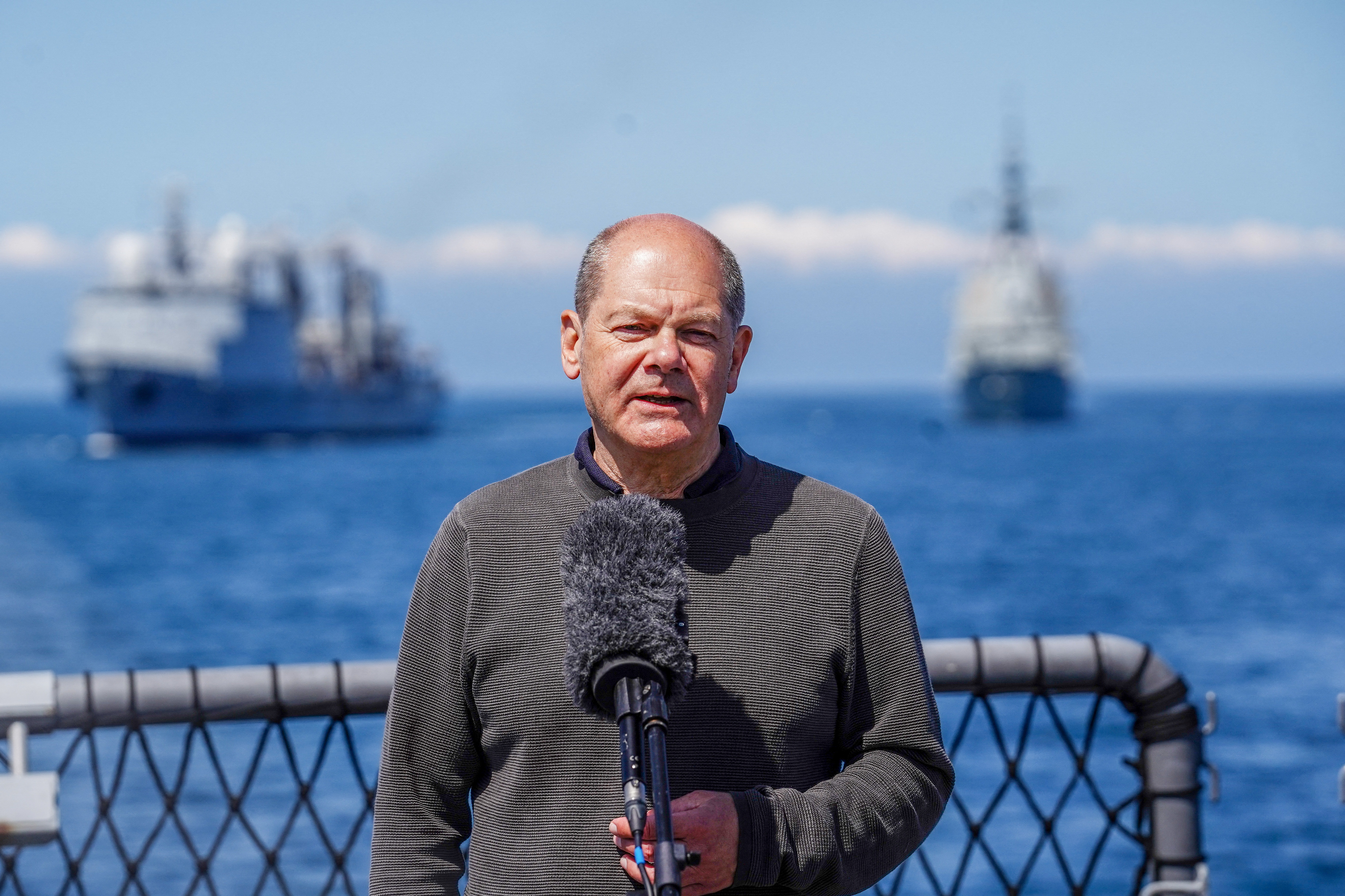 German Chancellor Olaf Scholz visits naval forces in Rostock