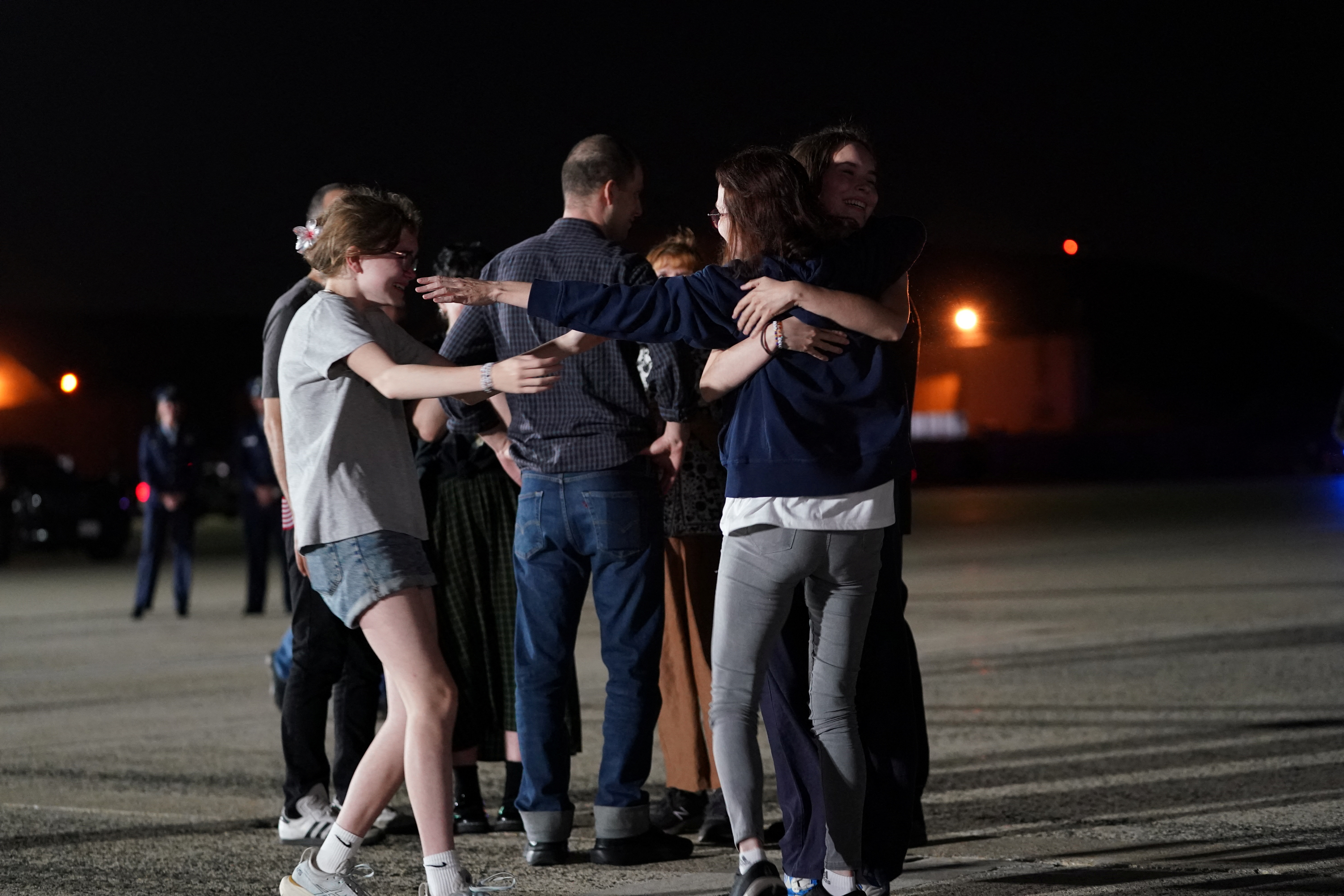 U.S. President Joe Biden meets with Americans released from detention in Russia, upon their arrival at Joint Base Andrews