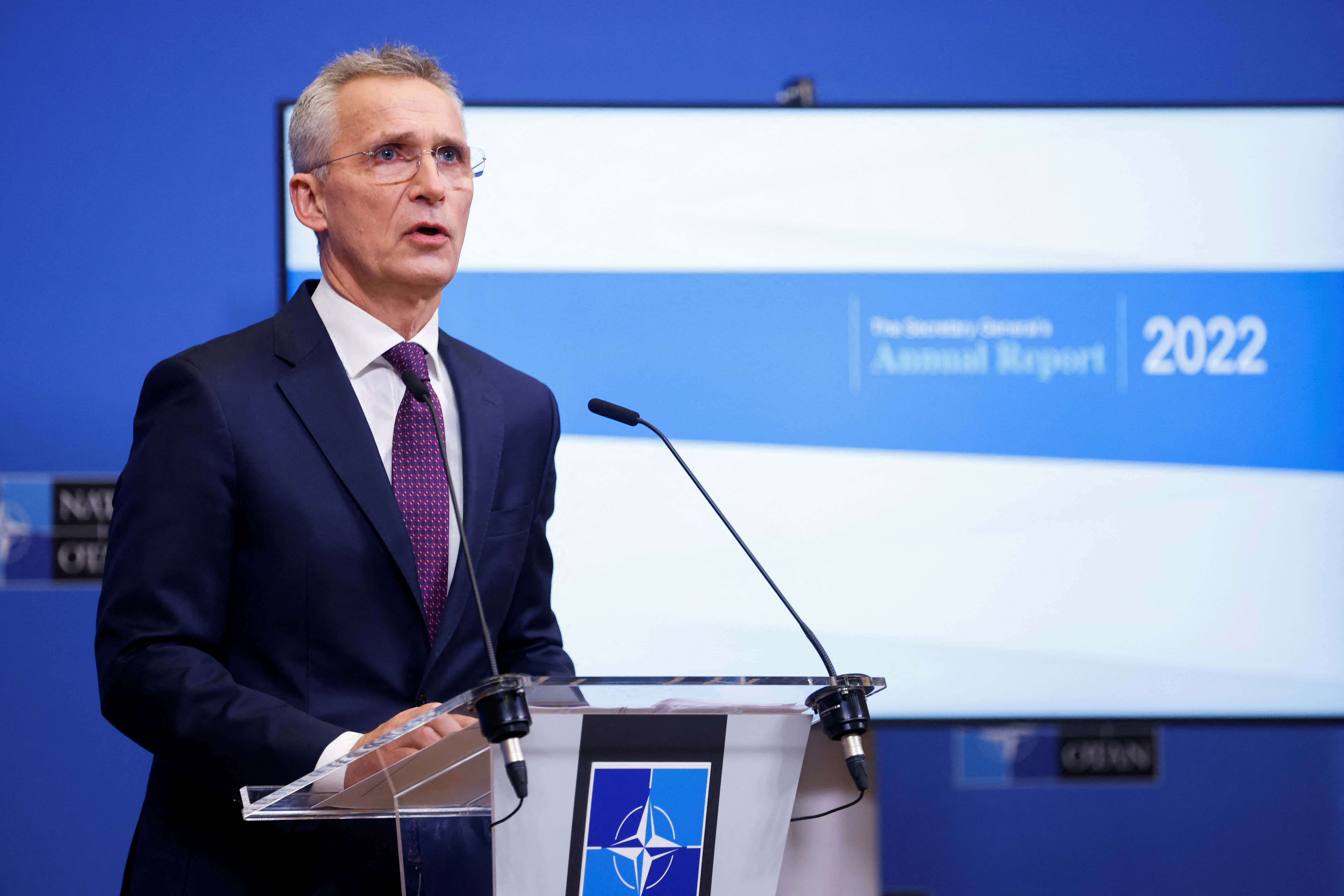NATO Secretary-General Stoltenberg holds a news conference, in Brussels