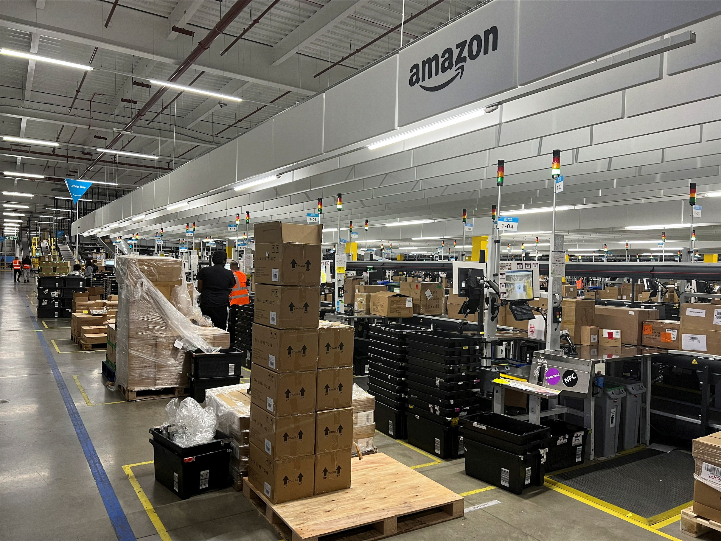View of an Amazon warehouse in Dartford