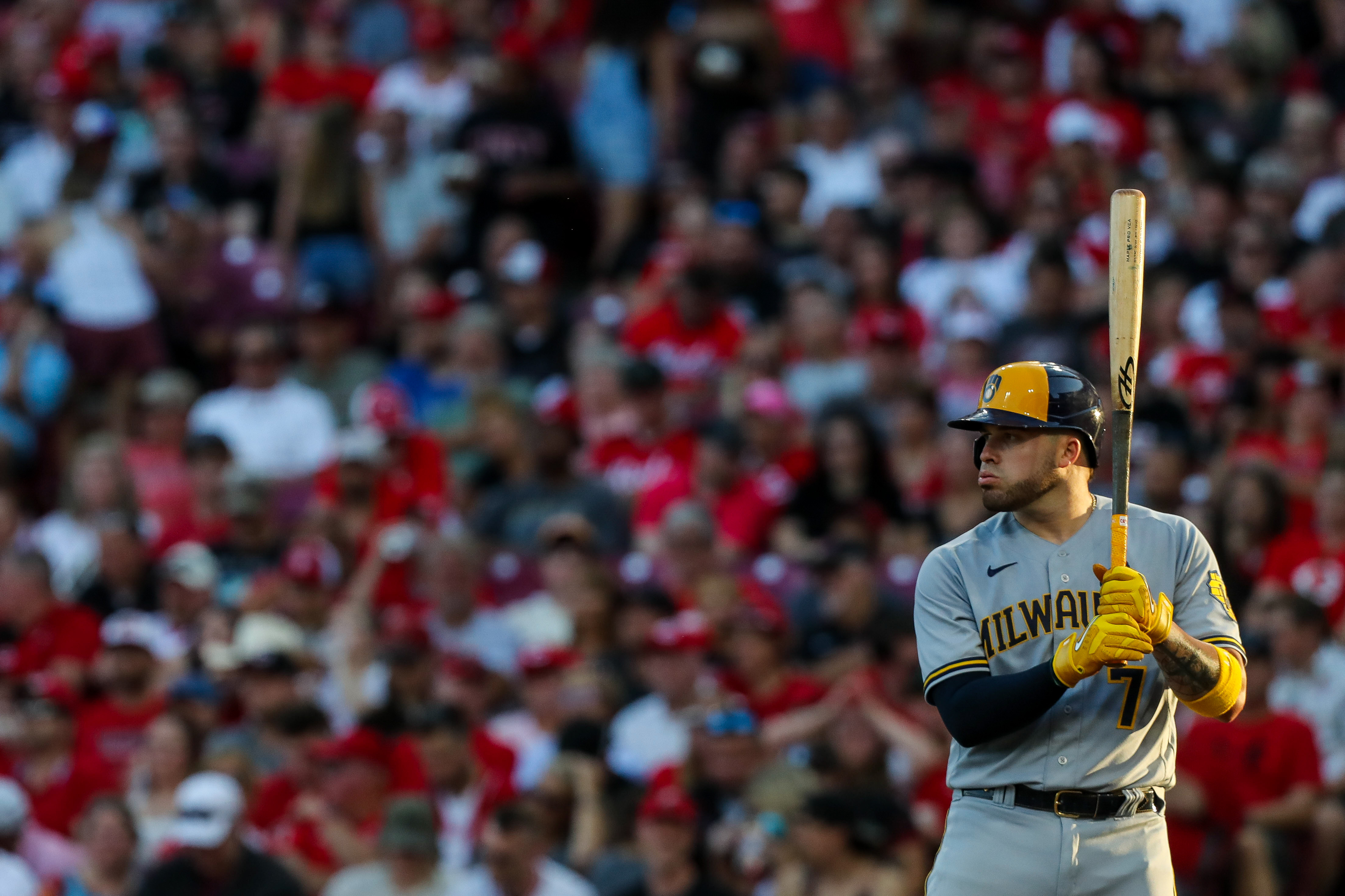 Cincinnati Reds - There are 14 bats at the top of the smokestacks at GABP.