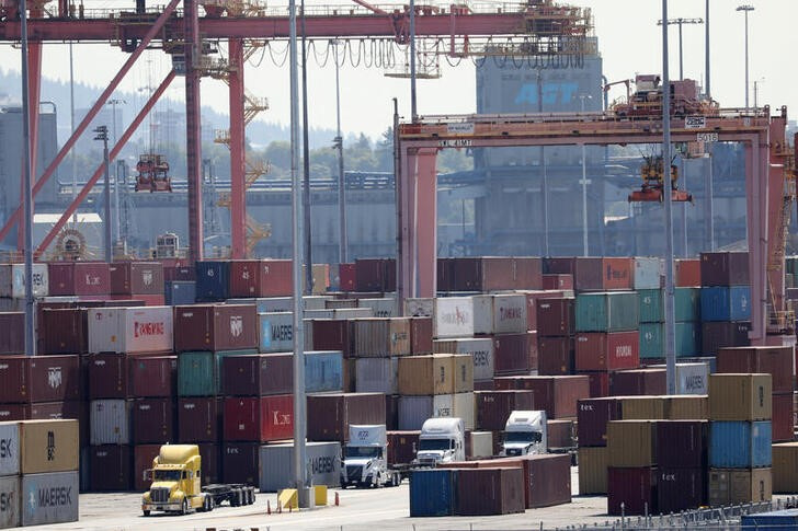 Containers and shipping cranes at the Port of Vancouver