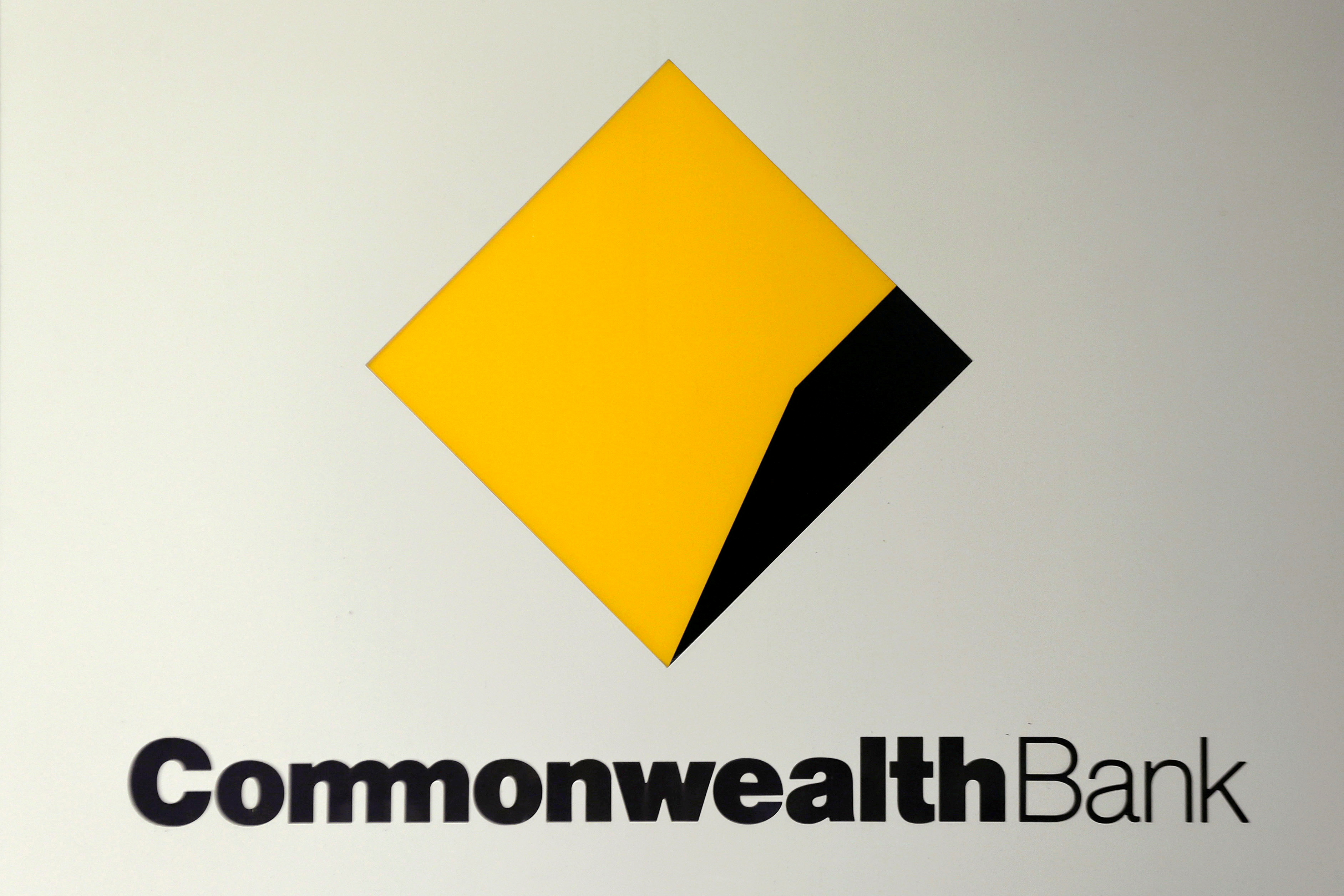 The Commonwealth Bank (CBA) logo is pictured at the Australian bank's  headquarters in Sydney
