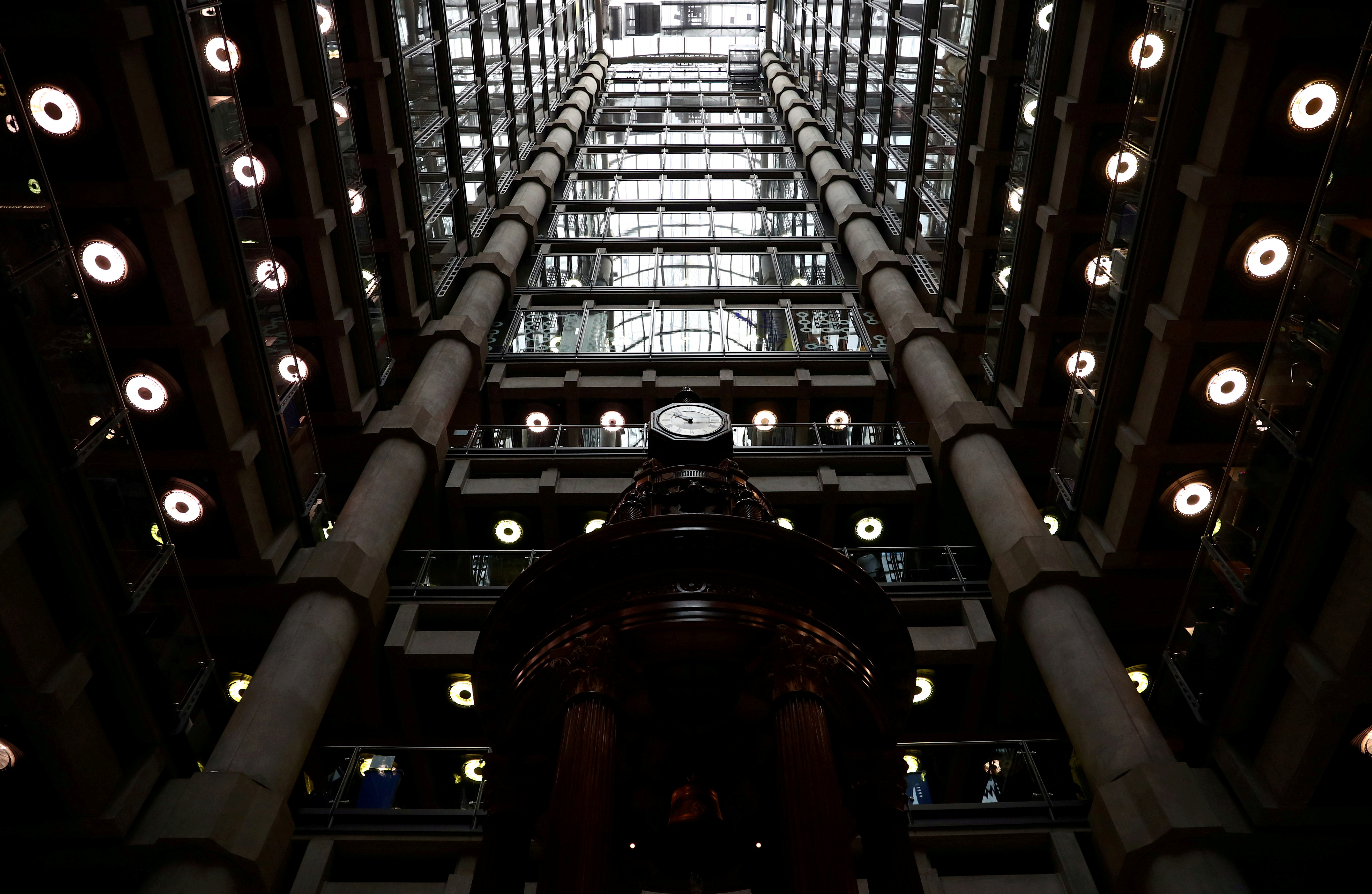 Interior of the Lloyd's of London building is seen in the City of London financial district