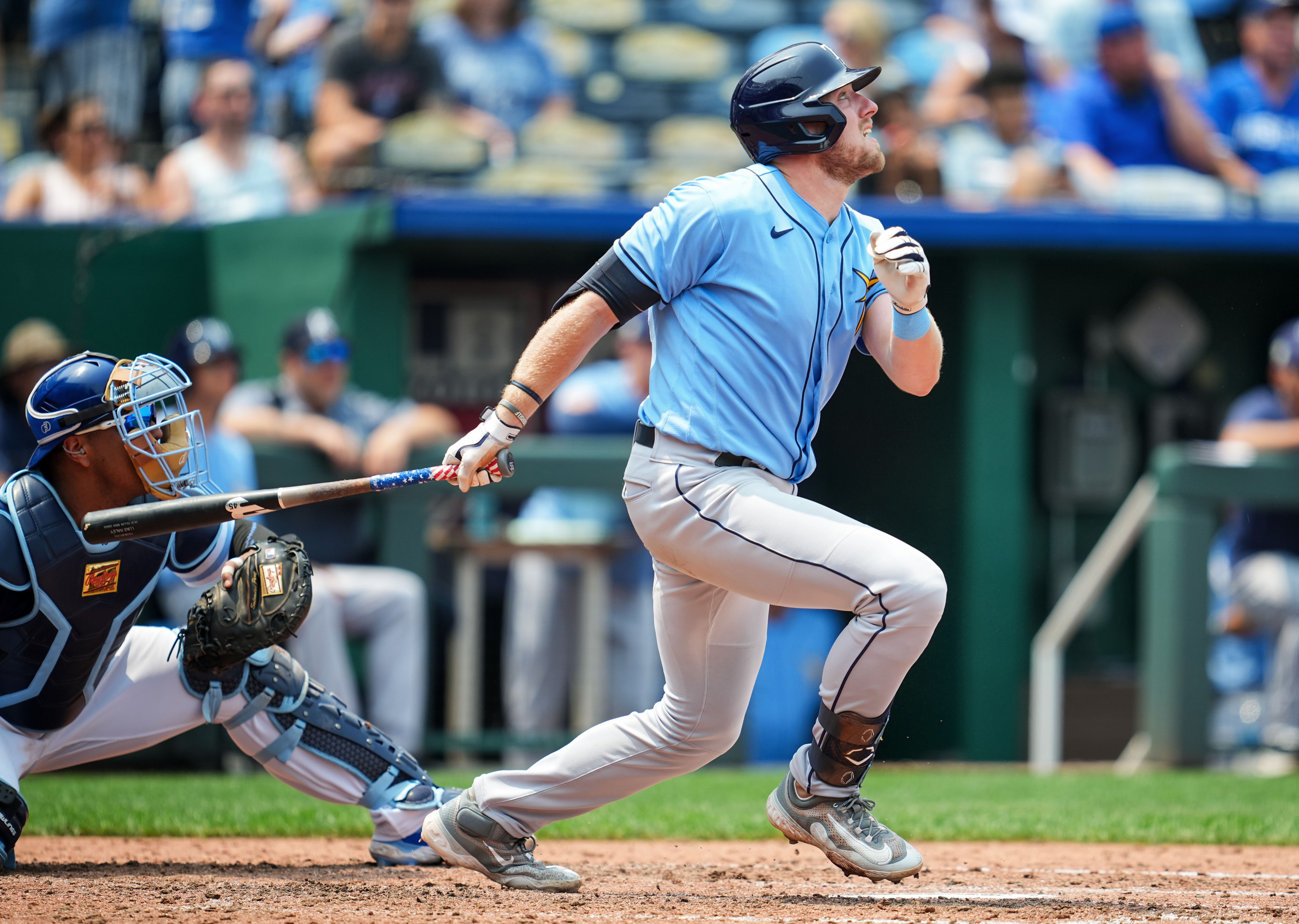 Kansas City Royals' Nick Pratto hits against the Tampa Bay Rays during a  baseball game Sunday, July 24, 2022, in Kansas City, Mo. (AP Photo/Ed Zurga  Stock Photo - Alamy