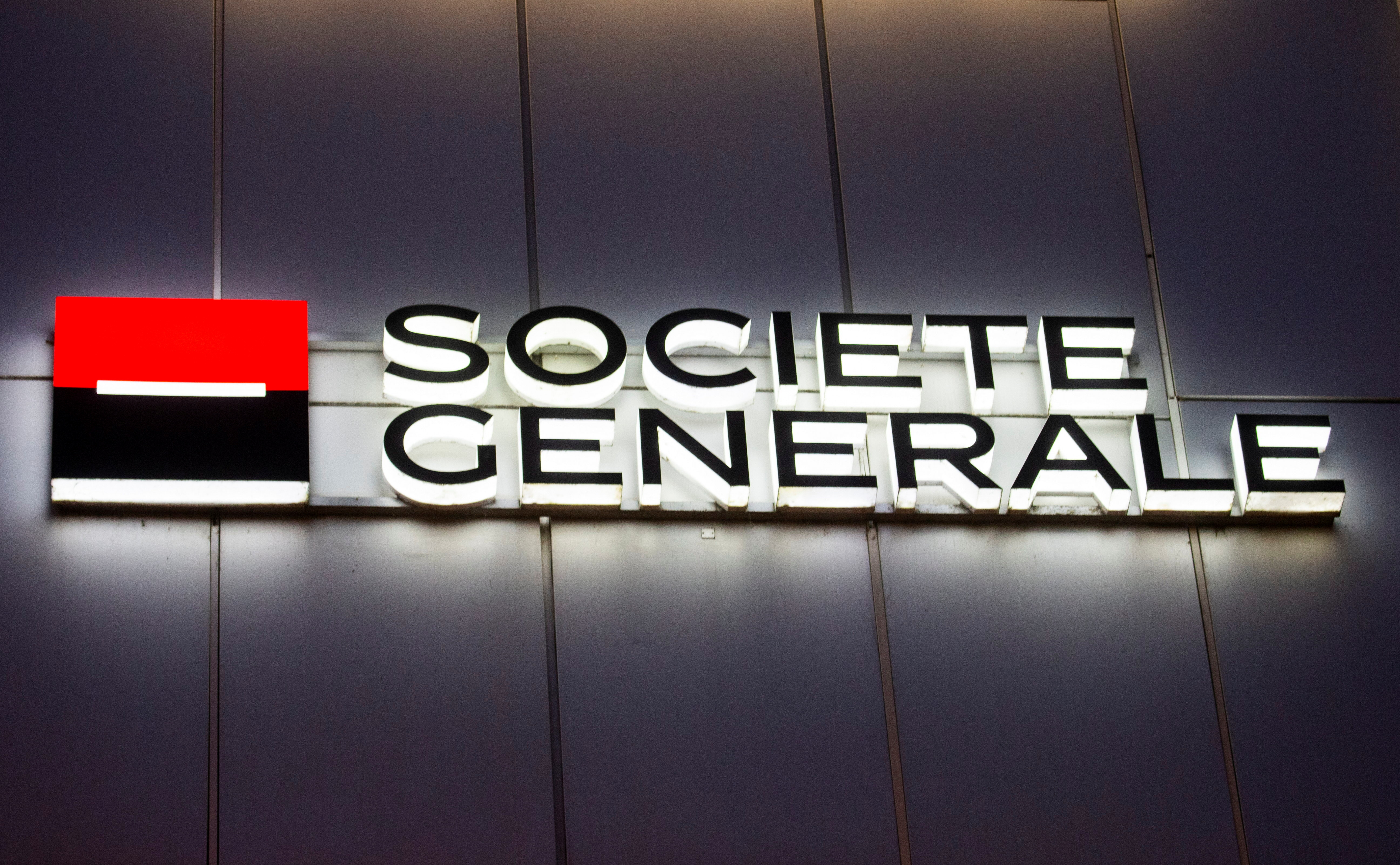 El logo de Société Générale Private Banking se ve en Zúrich