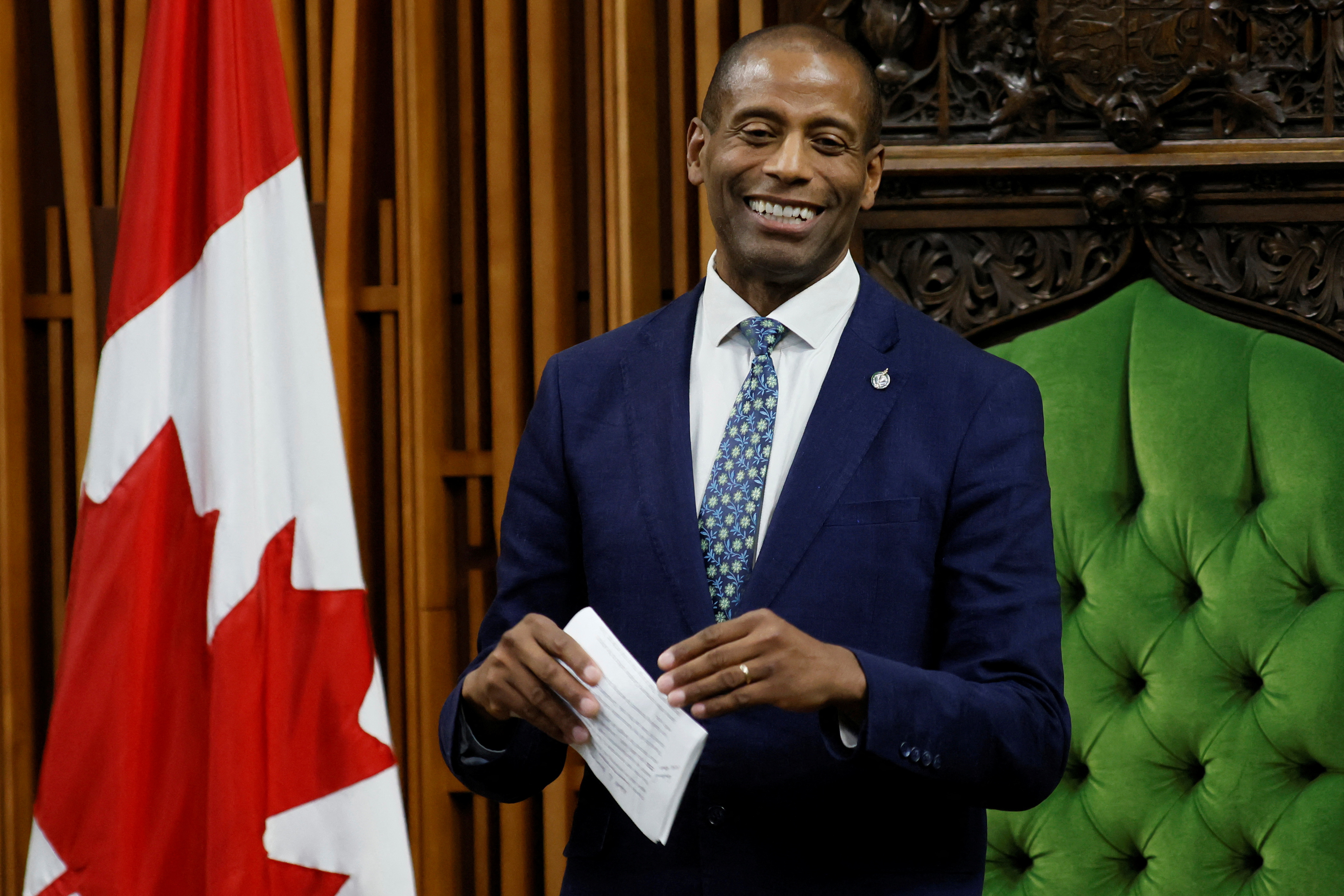 Newly elected Speaker Greg Fergus in the House of Commons on Parliament Hill in Ottawa