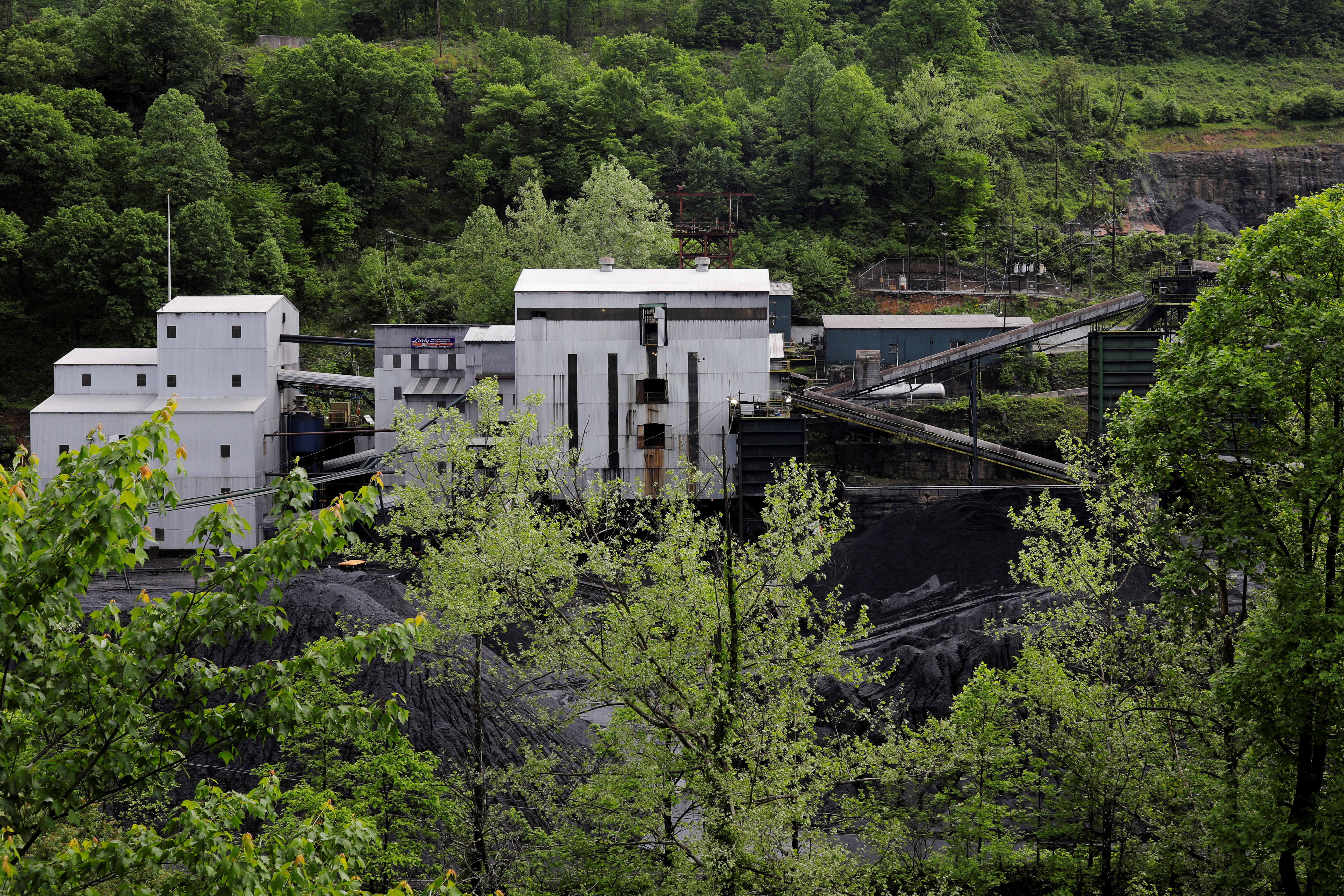 A coal mine sits among the trees in Welch, West Virginia